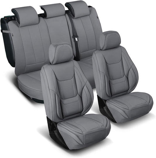 Coverland Custom Car Seat Covers Compatible with Colorado, Canyon Crew Cab - Premium Leather Non-Slip Waterproof Seat Cover Custom Interior Protector Full Set-Dark Gray [See Size Chart-Size X113]