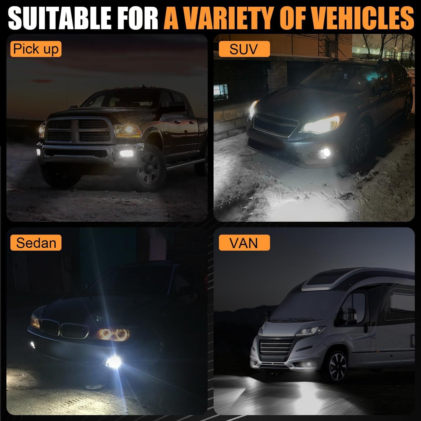 5202 5201 LED Bulbs, PS19W Fog Light 6500K Cool White, Pack of 2