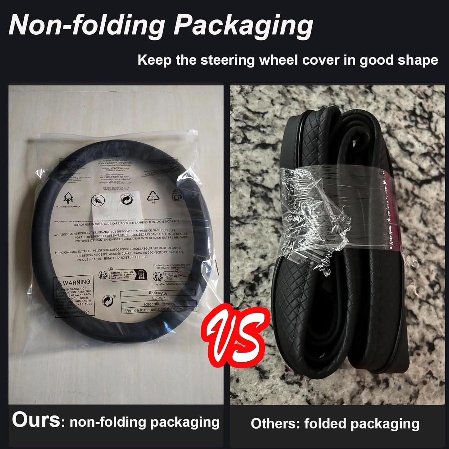 Steering Wheel Cover Standard Size Medium 14.5-15 inch, Breathable Microfiber Leather, Anti-Slip, Soft Grip, Universal Fit for Cars SUVs Trucks, Black and Chocolate Brown