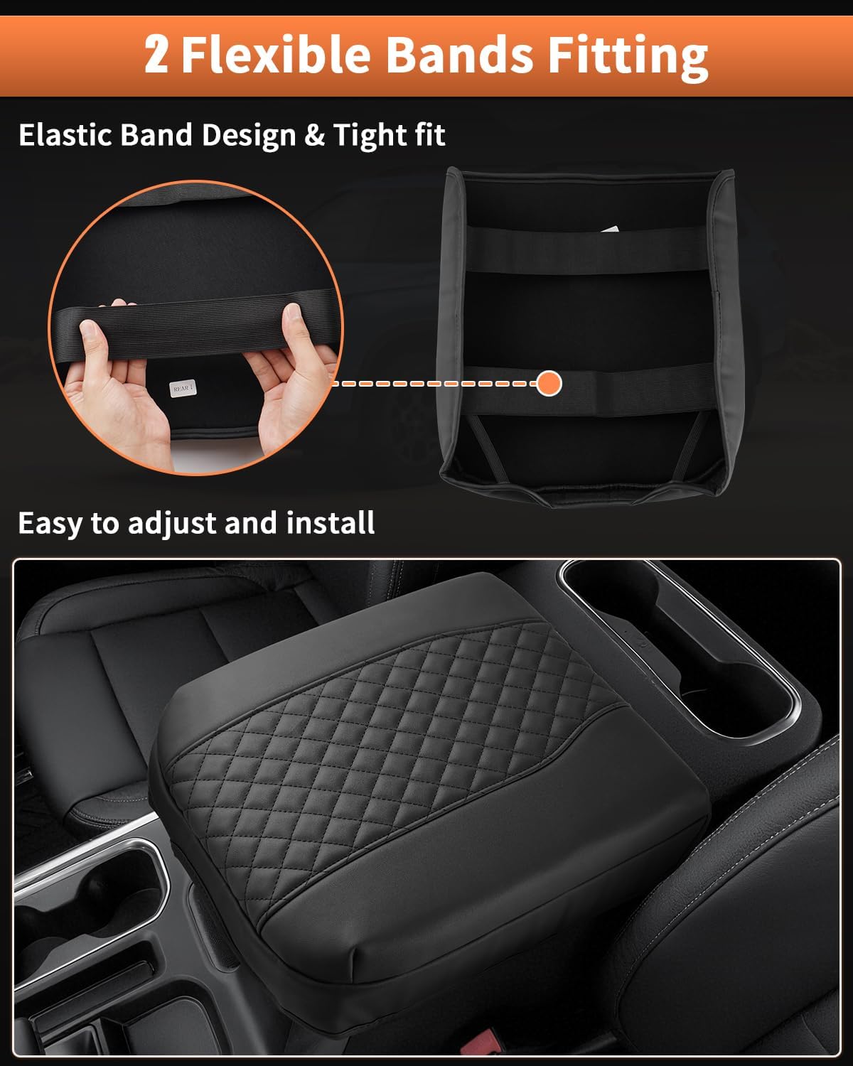 Shademax Center Console Cover for Chevy Silverado/GMC Sierra 1500 2019-2025 2026,Tahoe & Suburban & Yukon 2021-2025 Bucket Seat, Armrest Cover for Silverado Accessories Leather Cushion Pad Protector