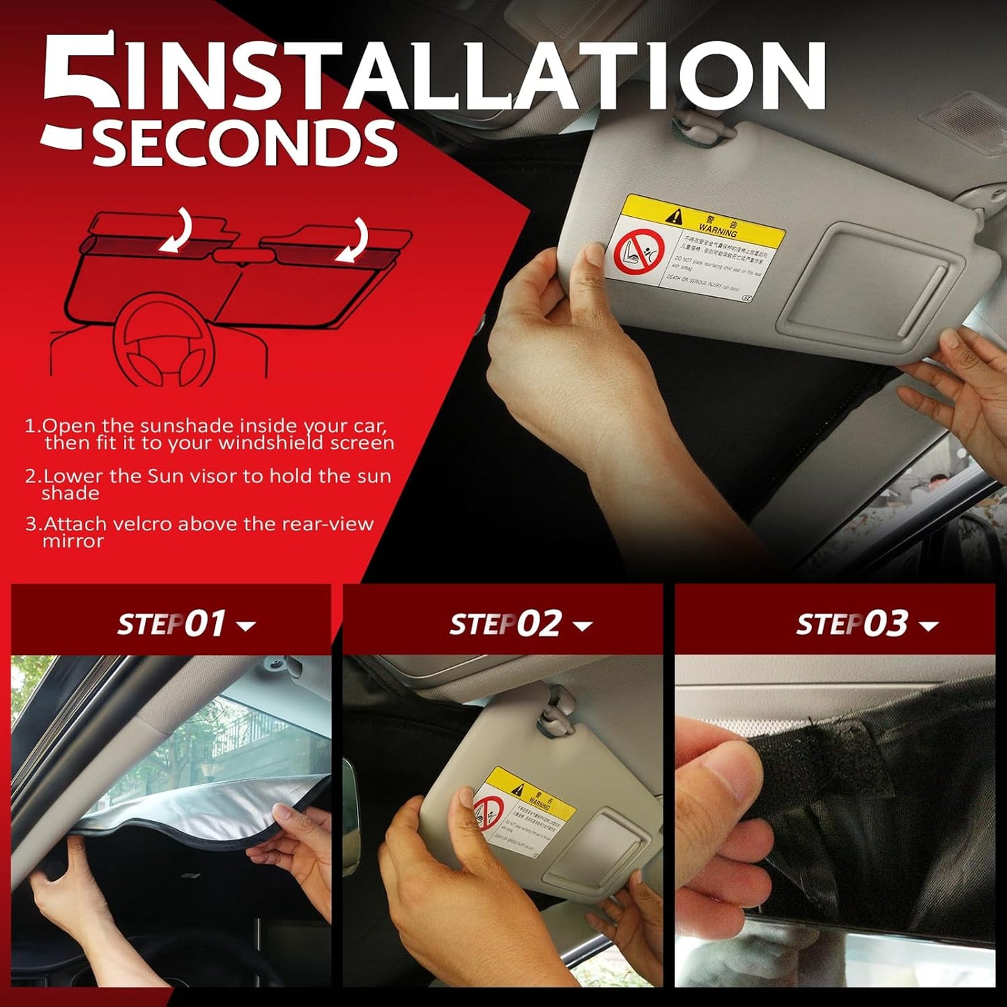 KAYZT Windshield Sun Shade for 2015-2019 Hyun-dai Sonata Foldable Sunshade Front Window Custom Fit Car Accessories