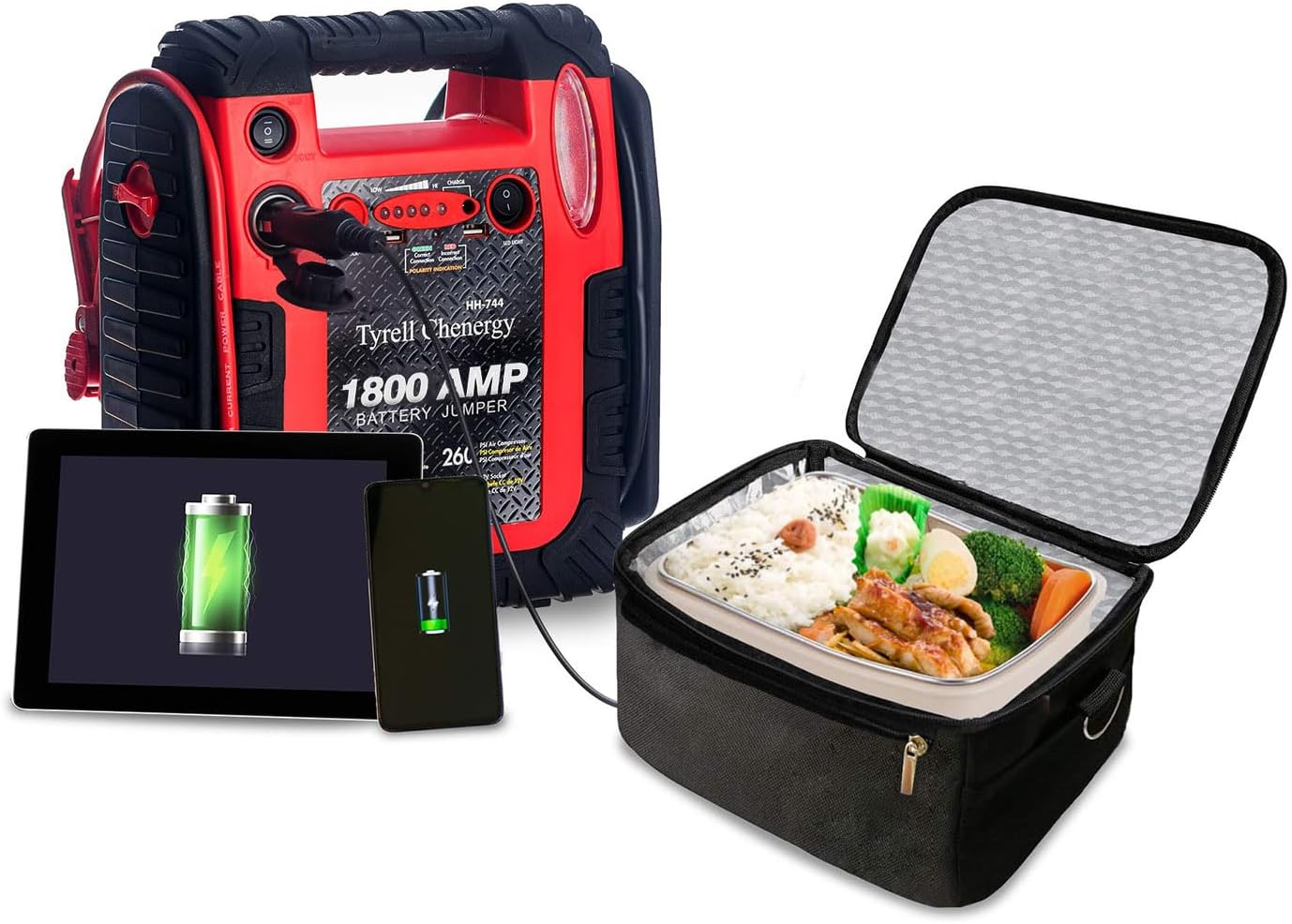 New Upgrade 1800A Car Battery Jump Starter with Air Compressor, 20000mAh 12V Auto Lead-Acid Battery Booste, 260PSI Tire Inflator (Up to 8.0L Gas/Diesel) with LED Light & USB