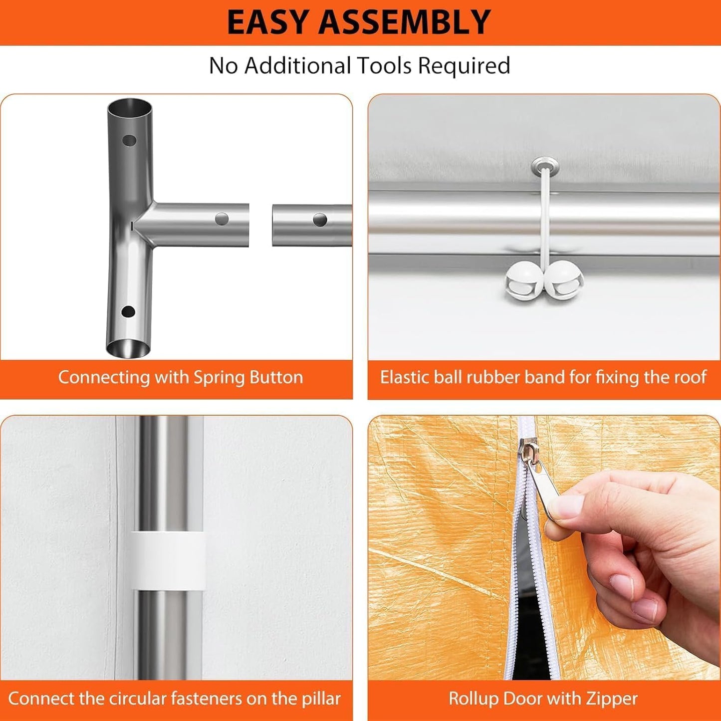 13x20 Ft. Metal Carport Garage with PE Fabric and Galvanized Steel Frame Outdoor Shelter for Cars, Trucks and Boats with 4 Doors and Mesh Windows for Ventilation - Yellow