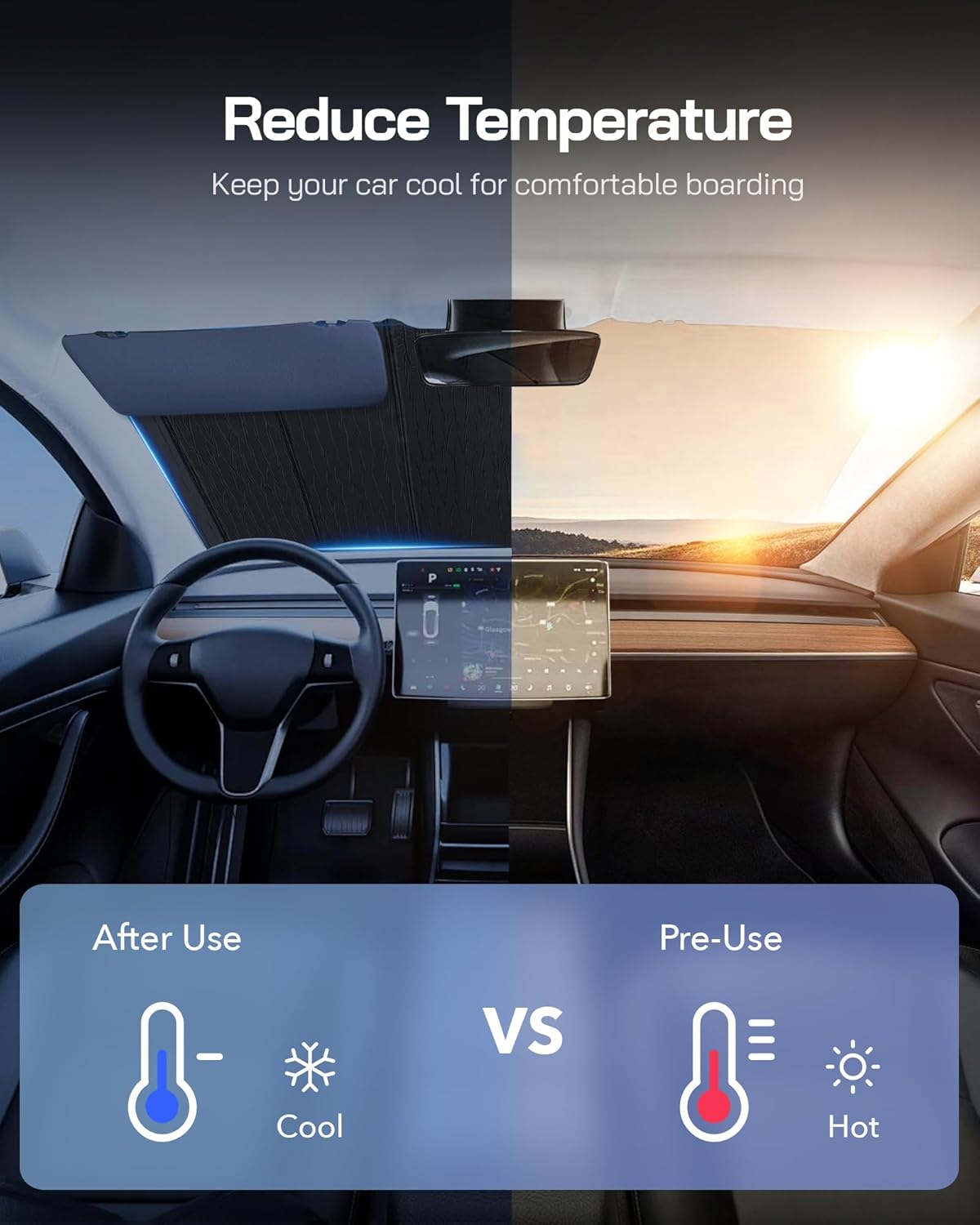 Windshield Sun Shade for Kia Seltos 2020-2024,Front Window Sunshade Shield, 2-in-1 Reflective Sun Shade,Silver for Summer, Black for Winter