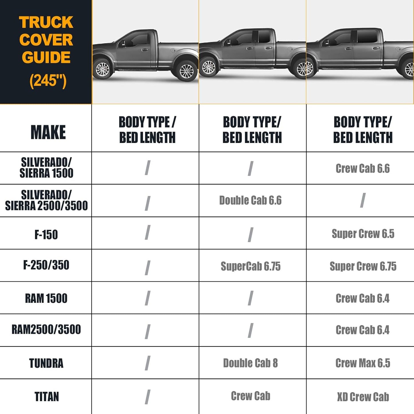 Waterproof Truck Covers Replace for Ford F150 / Dodge Ram 1500 CrewCab 6.5 ft, Multilayer Heavy Duty with Cotton Liner Truck Cover with Zipper Door, Windproof Bands for Snow Rain Dust Protection