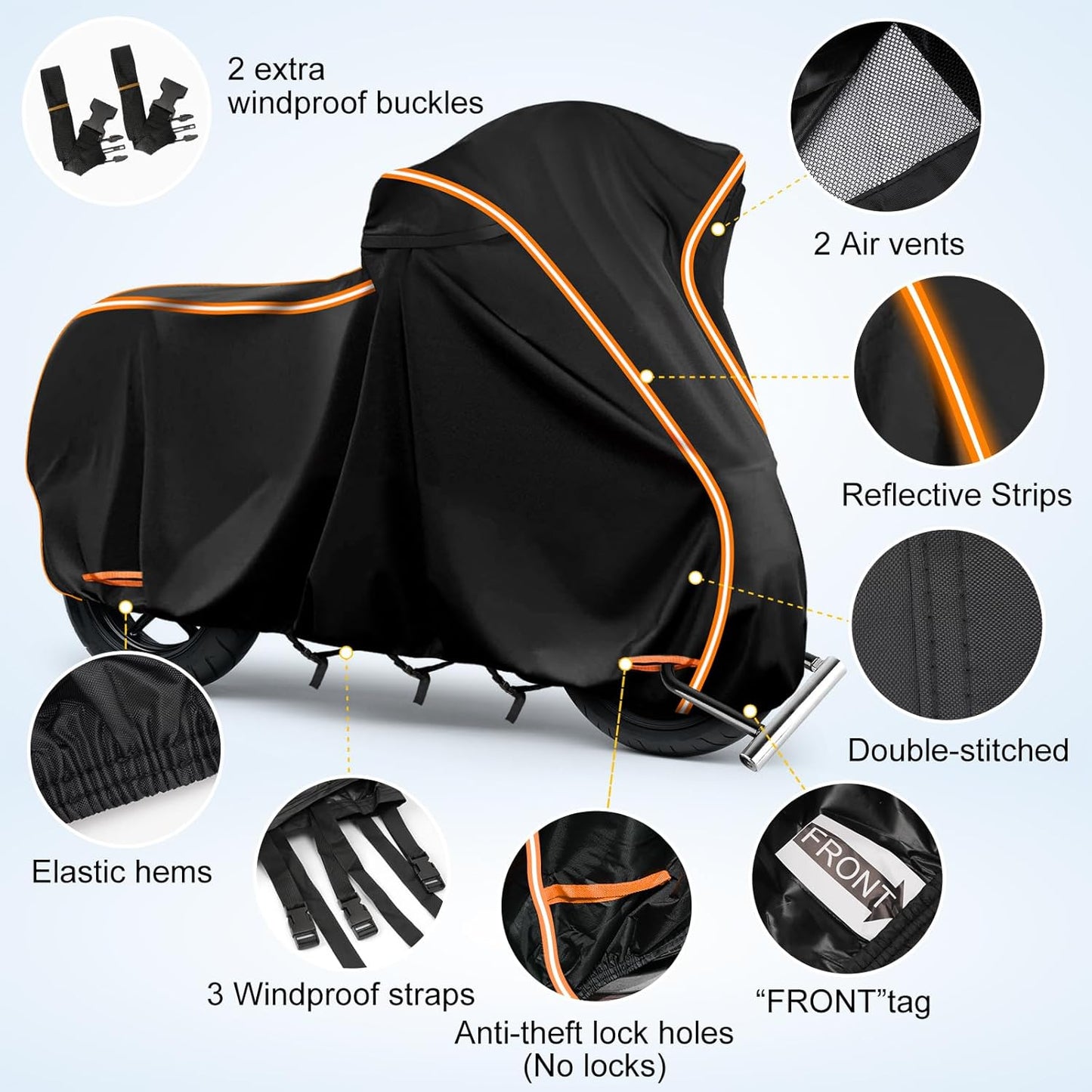 420D Motorcycle Cover for Kawa Ninja 400 500 650 Z900 Zx6r/Yamaha R1 R3 R6/BMW F 900R Street Without Trunk Models,Outdoor Bike Cover Windproof Heavy Duty Waterproof Protection