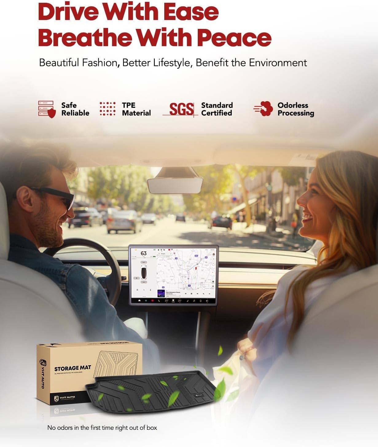 YHTAUTO Trunk Mat Compatible with Chevrolet Traverse 2018-2024, TPE All Weather Cargo Mats for Back of SUV Waterproof Anti-Slip Odorless Trunk Liner, Interior Car Accessories