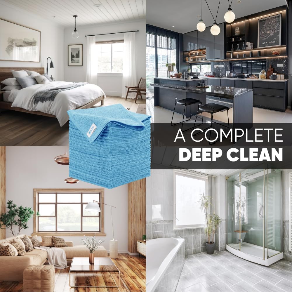 Microfiber Wholesale 16" x 16" All Purpose Towels (Blue-200 Qty)