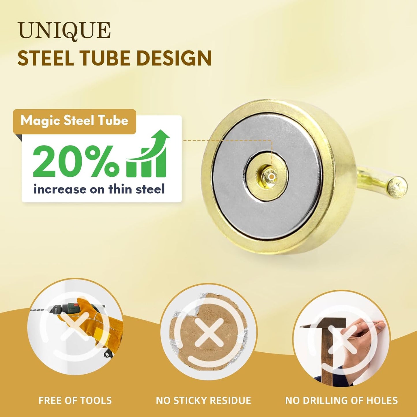 Neosmuk Magnetic Hooks, Cruise Ship Essentials, 40lb+ Heavy Duty Magnetic Hooks for Cruise Cabins, Refrigerator, Grill, Hanging, and Travel | Extra Strong Must-Haves Magnet Hook,Gold,Pack of 10