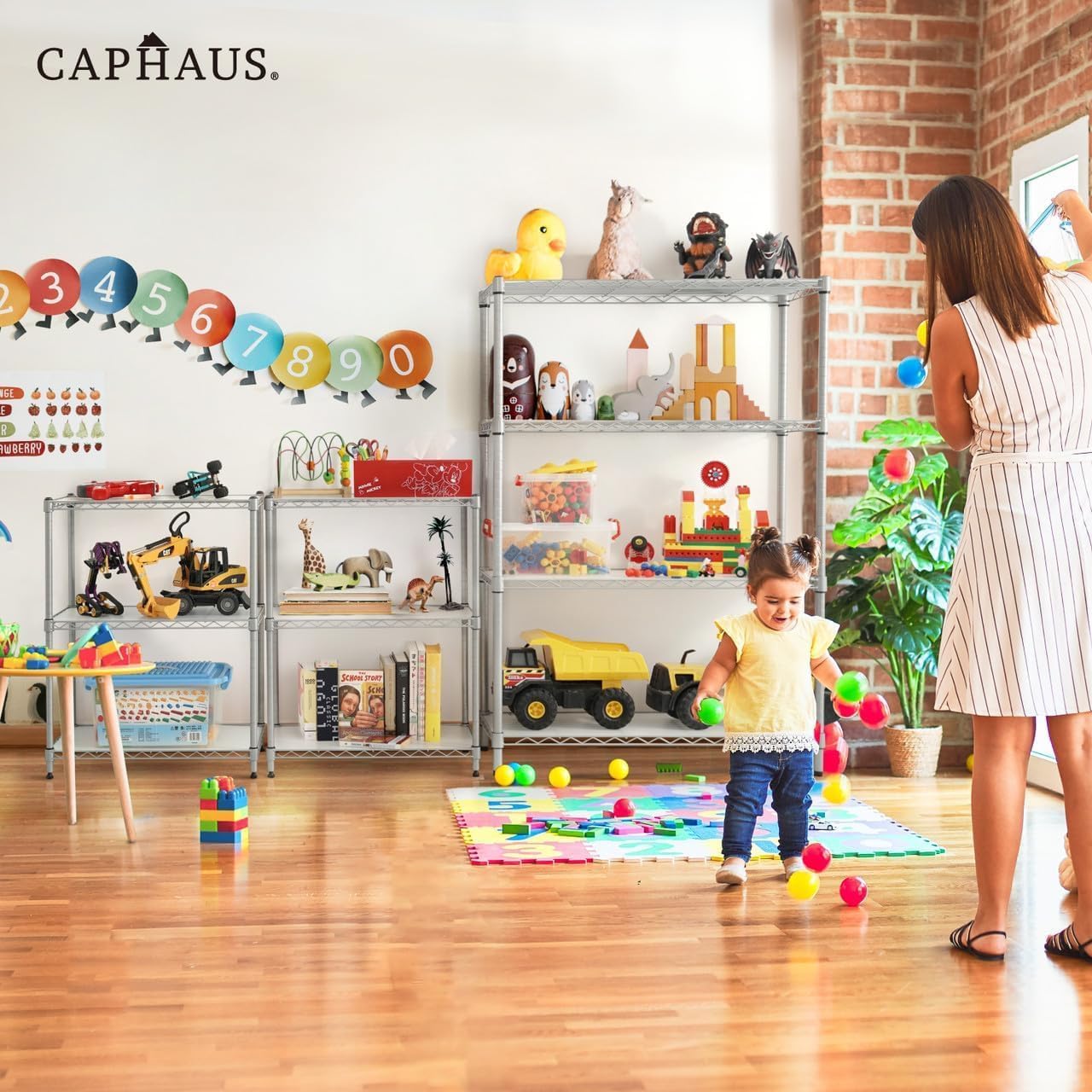 CAPHAUS NSF Black Adjustable 3-Tier Shelf Wire Shelving Unit w/Liner, Garage & Basement Storage Organizer, Metal Steel Shelves