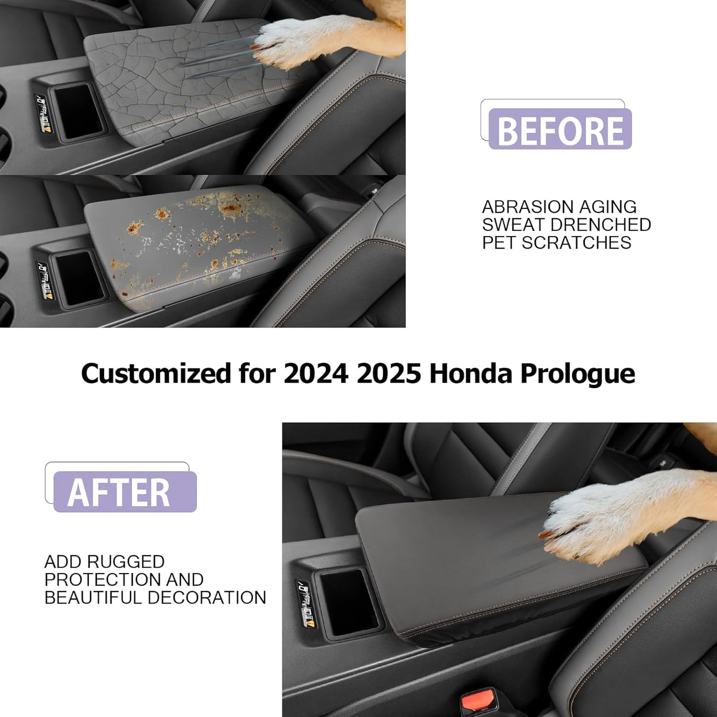 LUWU 2024 2025 Prologue Center Console Cover Compatible with 2024 2025 Honda Prologue Accessories 2025 Prologue EX/Touring/Elite Armrest Cover Center Console Pad Armrest Console Cover (Thin Black)