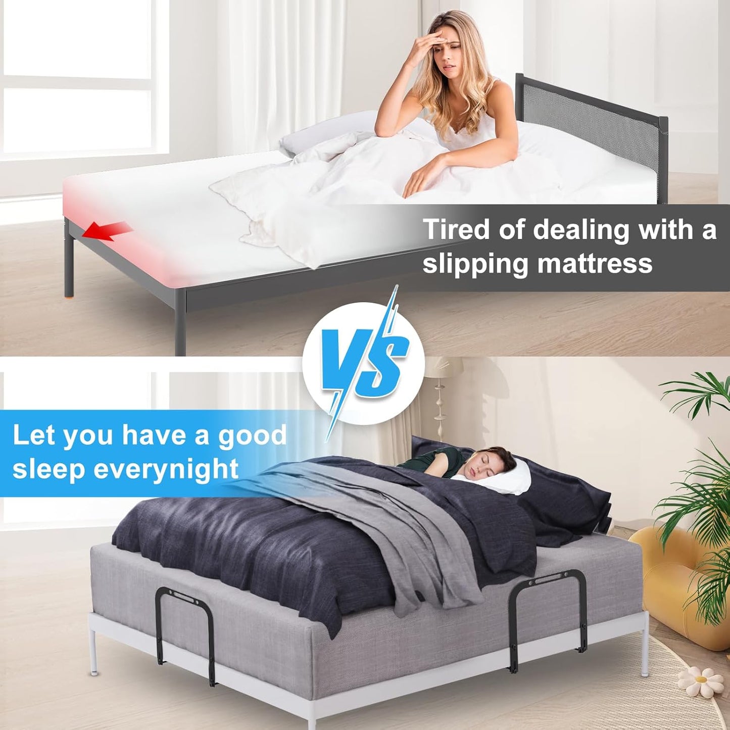 YUOROS Extra Tall Mattress Slide Stopper Holder Gripper Retainer Bar for Metal to Keep Mattress from Sliding