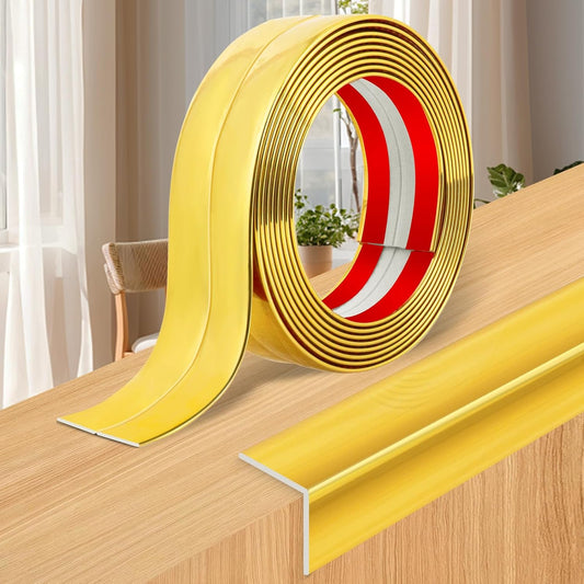 Wall Corner Protector Moulding Trim Peel and Stick Wall Corner Guards Trim Flexible Self Adhesive Edge Protector Moulding, 1.6 in x 10 Ft, Gold