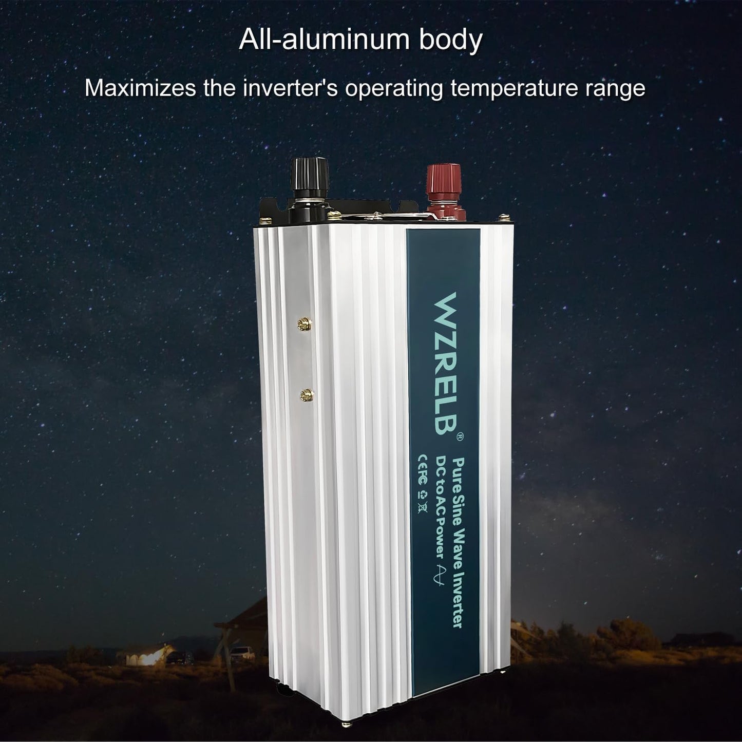 WZRELB 800W Pure Sine Wave Inverter 12V DC to 110V 120V AC,Car Power Inverter with Dual AC Outlets, LED Display,Off-Grid Portable Power Converter for Home, RV, Truck, Camping