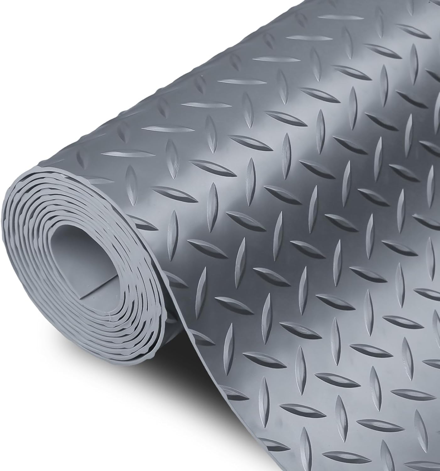 SEAL 6 x 8 Ft Premium Garage Floor Mat, Solid 2.8mm Thick Gray Commercial Grade Heavy Duty Parking Mat for Garage Floor, Golf Cart Parking, Water/Stain Resistant Floor Runner (Embossed Diamond Plate)