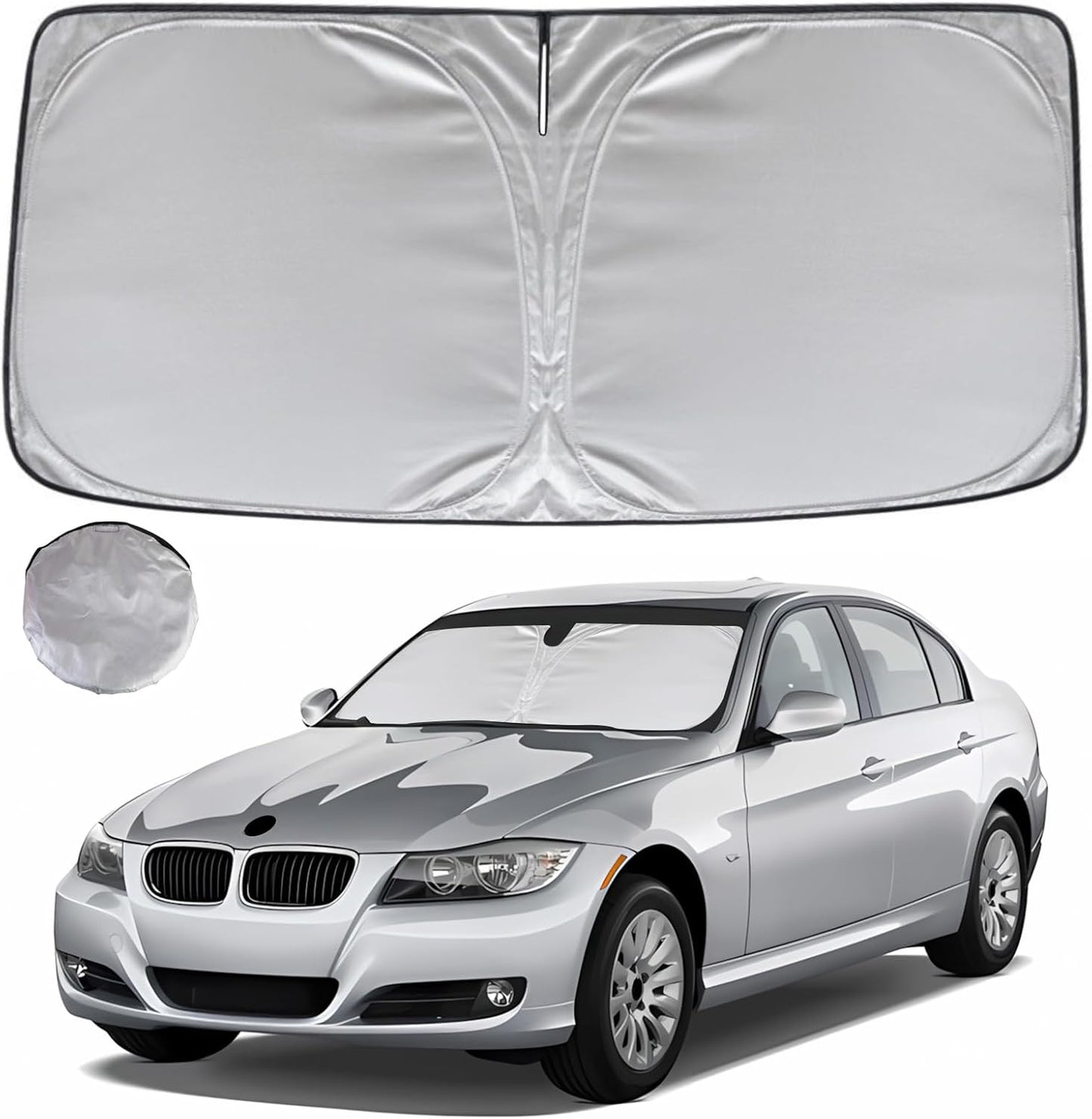 KAYZT Windshield Sun Shade for 2006-2011 BMW 3 Series 330i 328i 320i 325i 335i Foldable Sunshade Front Window Custom Fit Car Accessories