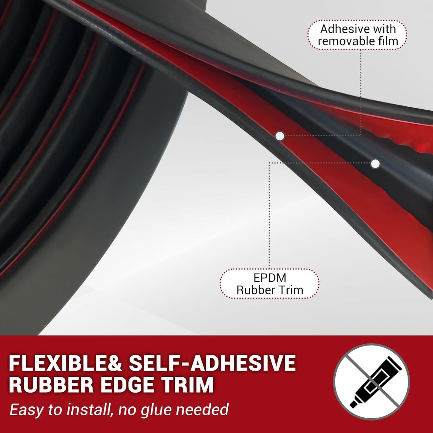 Rubber Edge Trim, 1/4" Self Adhesive Flexible U Channel Edge Protecter for Sheet Metal, Glass, Flexiglass and Plywood, Fit for 7/32"-9/32" Width Edge, Black Color, 20Ft, EPDM Material