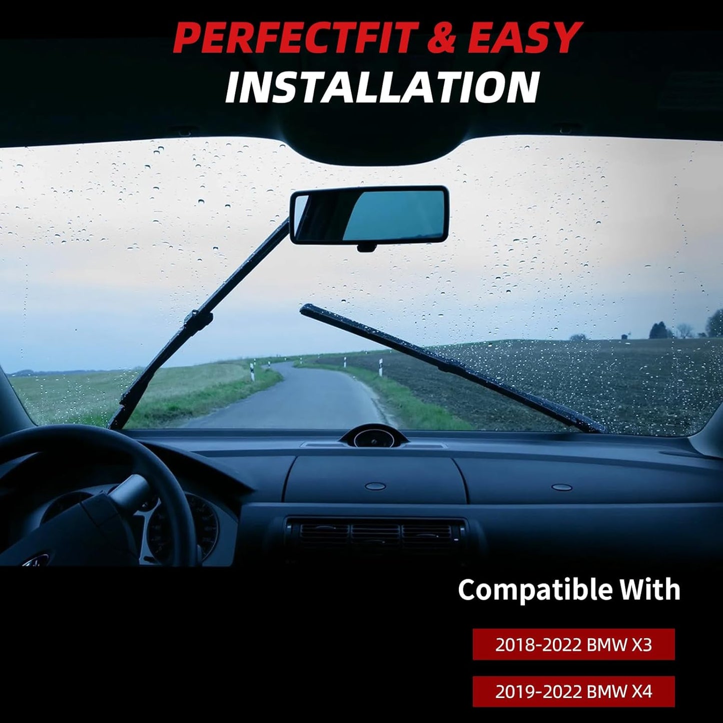 OTUAYAUTO Premium Windshield Wiper Blades - Replacement for BMW X3 2018-2022, BMW X4 2019-2022 - Precision Fit, All-Weather Performance, Front and Rear Wiper Blades, Top Lock - 26"+20"+12" (Pack of 3)