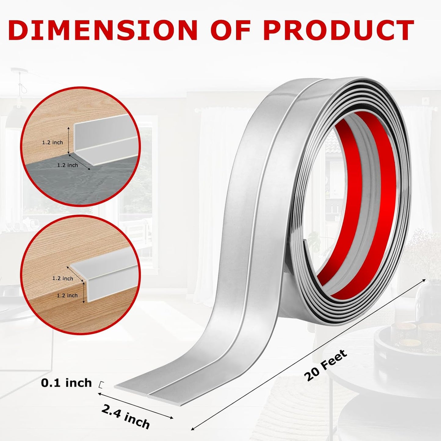 Flexible Wall Corner Protector Moulding Trim Peel and Stick Wall Corner Guards Edge Protector Self Adhesive Wall Molding Trim Strip for Wall Edge Corner Ceiling (Silver, 2.4 in x 20 Ft)