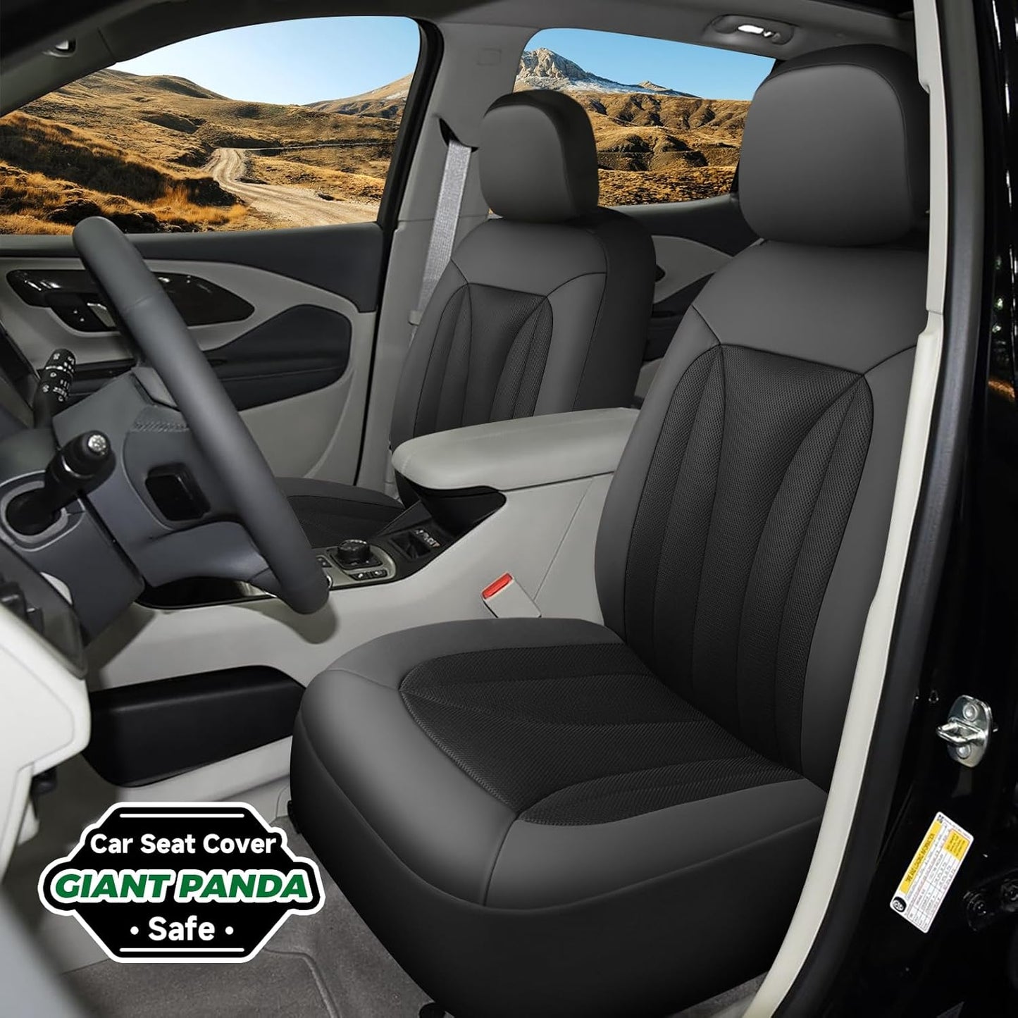 GIANT PANDA Fit GMC Sierra 1500 2500 3500 Front Car Seat Cover, 3D Air Mesh Breathable Seat Protector（Black） 2-Pack