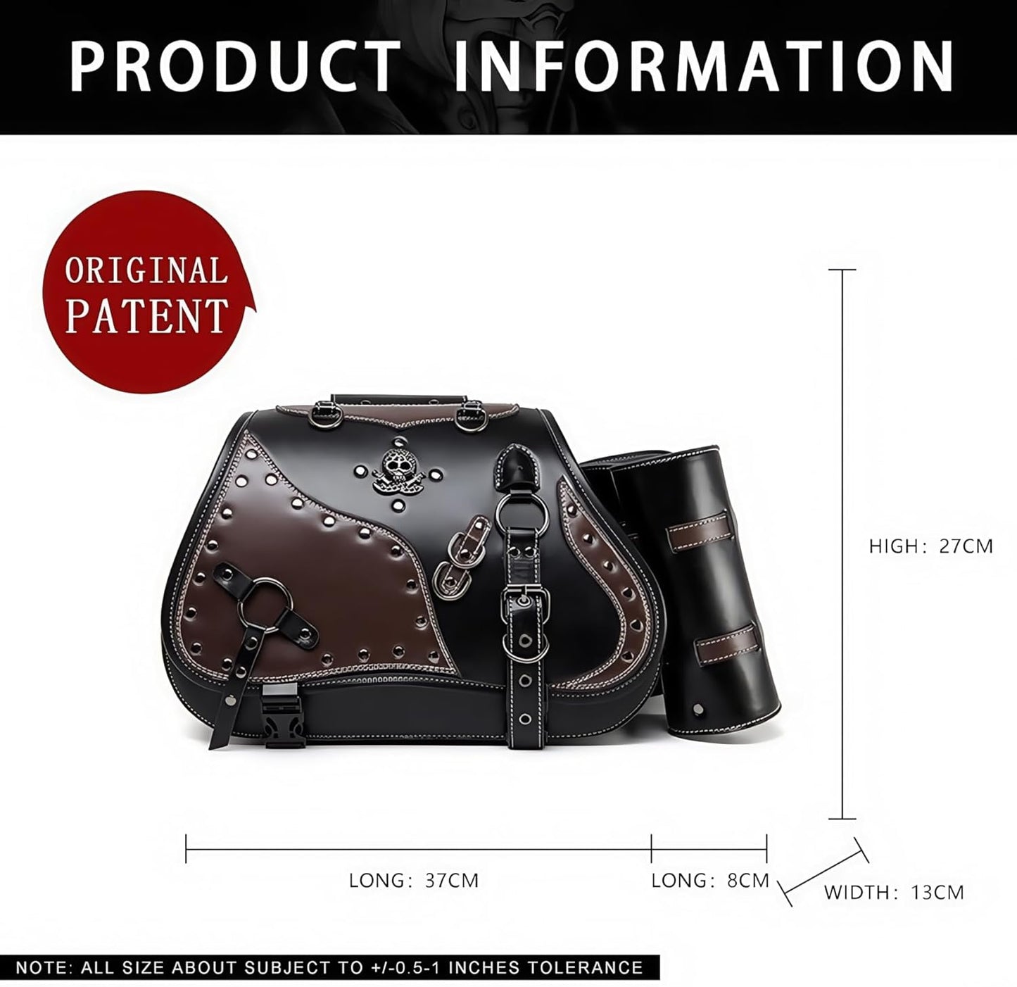 Motorcycle Saddlebags, 30L Leather Waterproof Side Saddle Bags with Cup Holder, Universal Powersports Saddlebags for Harley Davidson Sportster Dyna Softail Honda Shadow Rebel Yamaha Kawasaki Vulcan