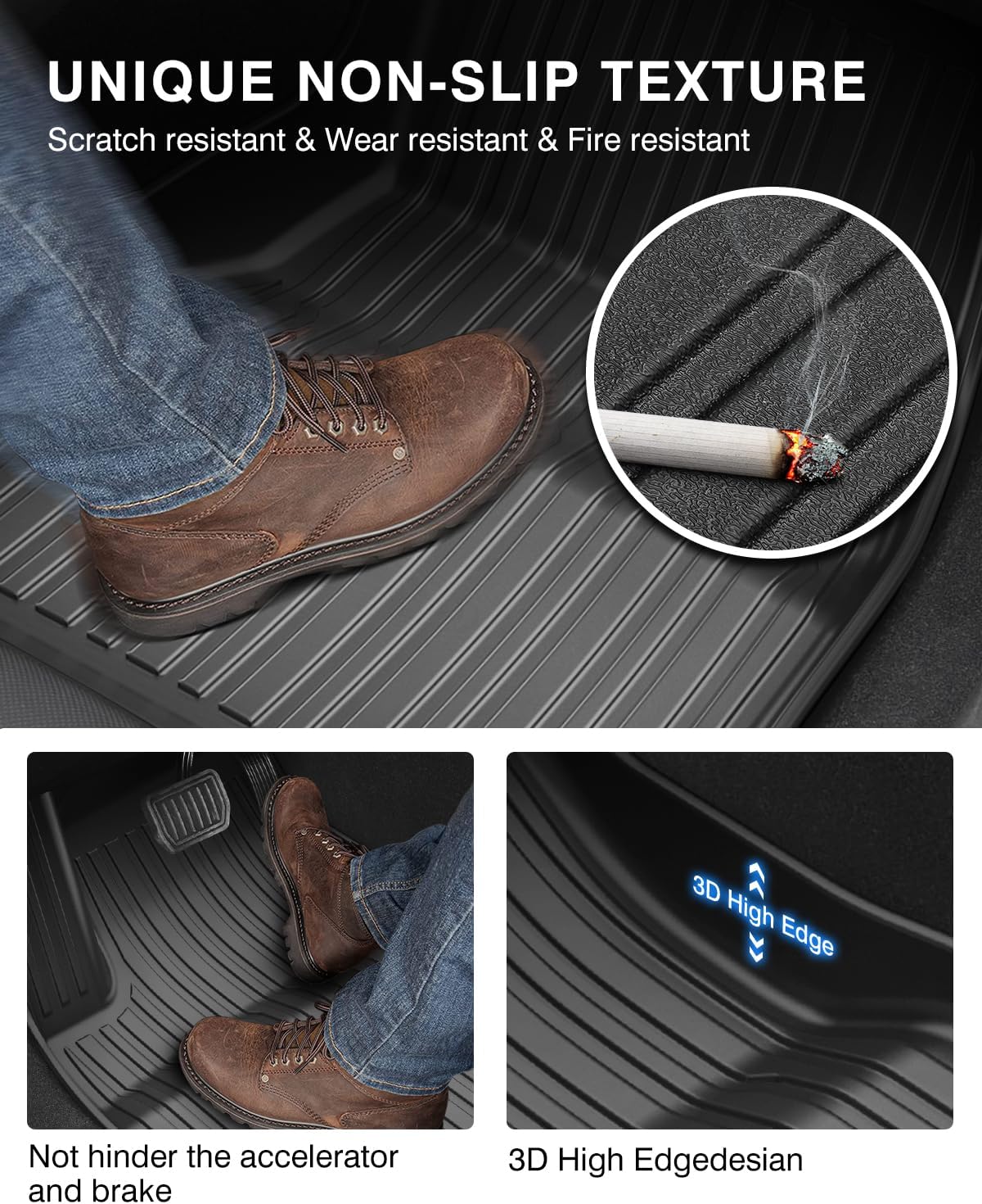 Powerty Floor Mats for 2024 2025 Tesla Model 3 Highland 8 PCS Floor Cargo Liners Full Set All Weather TPE 3D 2 Row Liner Front Rear Storage Mat and Rear Seat Back Mats