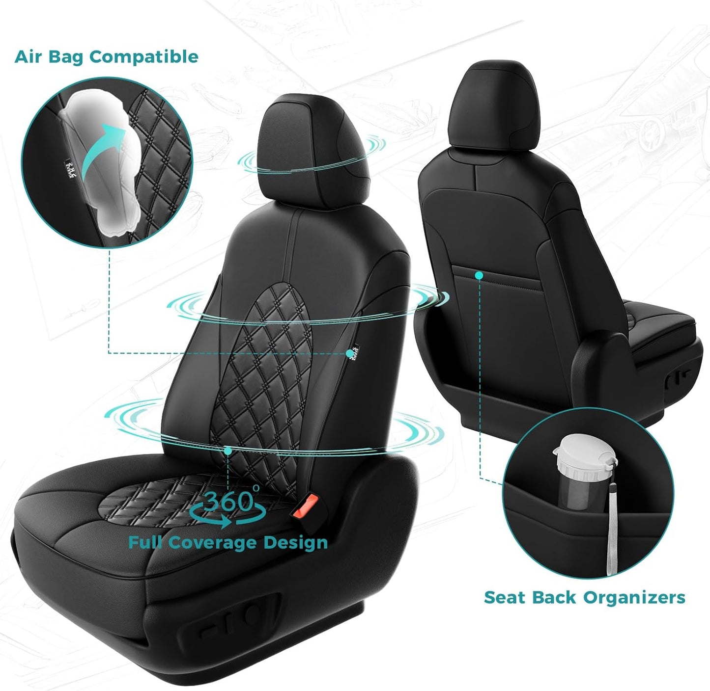 for Toyota Camry Seat Covers XLE XSE V6 2018 2019 2020 2021 2022 2023 2024 - Custom Fit Car Seat Covers Full Set, Breathable Waterproof Leather Seat Covers for Cars, Black Not for Hybrid