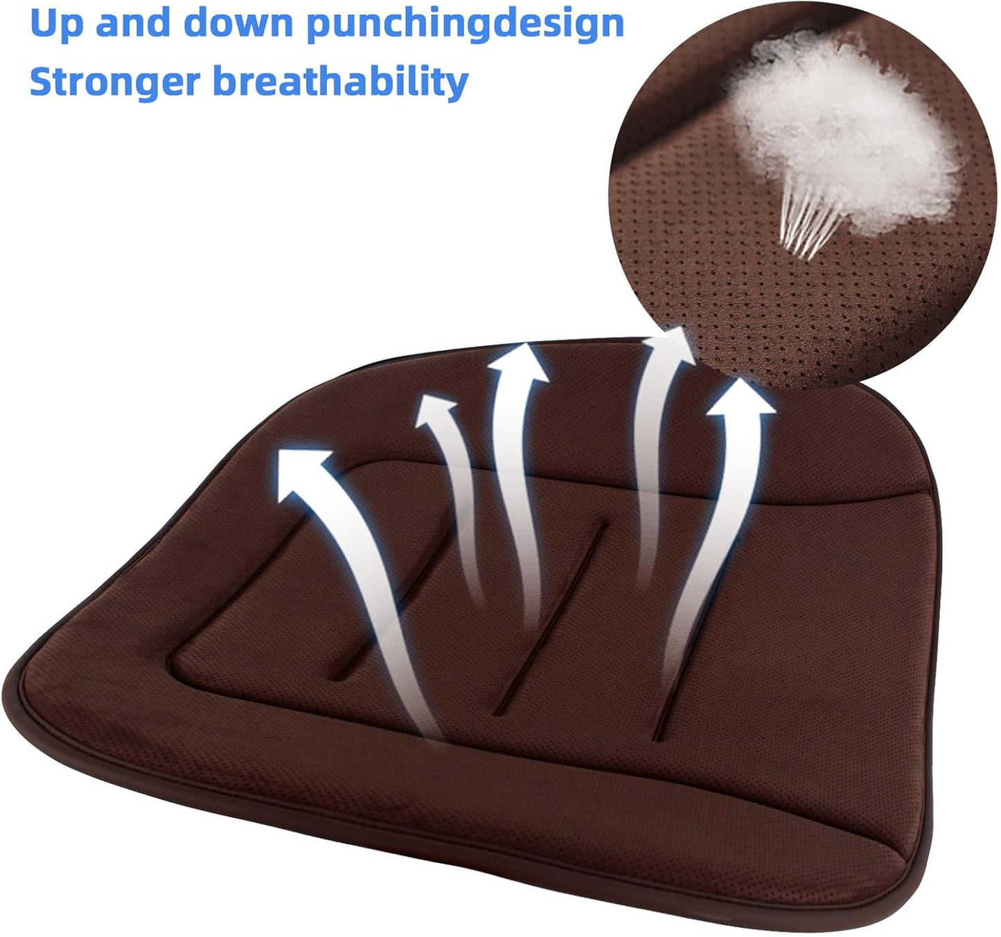 KAYI Car Seat Cushion, Memory Foam Car Seat Cushion, Anti Slip Rubber Bottom Car Seat Cushions for Driving, Suitable for Car and Office Chairs (Brown)