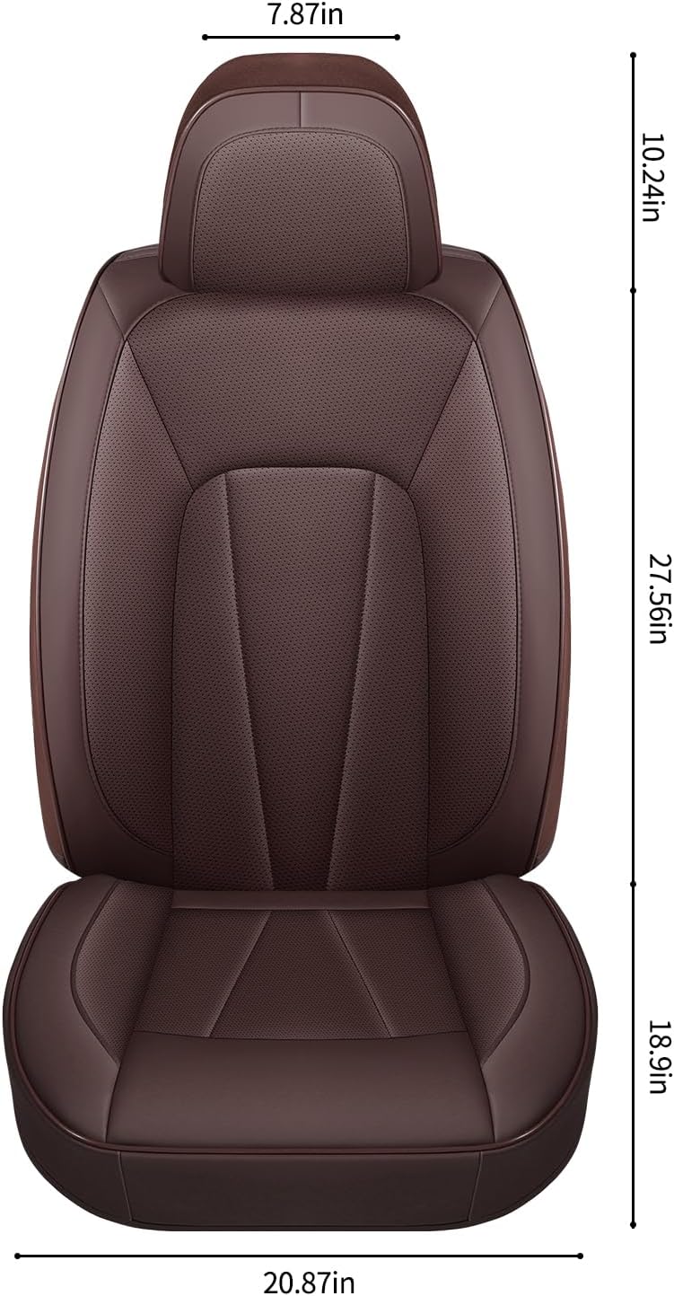 Car Seat Covers Front Seats,Brown Leather Car Seat Covers,Luxury Waterproof Seat Covers,Universal Seat Cushion Protector Automotive Seat Covers for Most Sedans SUV Trucks