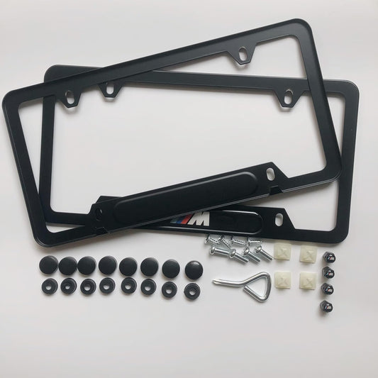 License Plate Frames,2 Packs Front Rear Car Tags,Aluminum Alloy License Plate Cover,No Rust,Water Proof,Wear Resistant,Car Accessories (B.W.M-Logo)