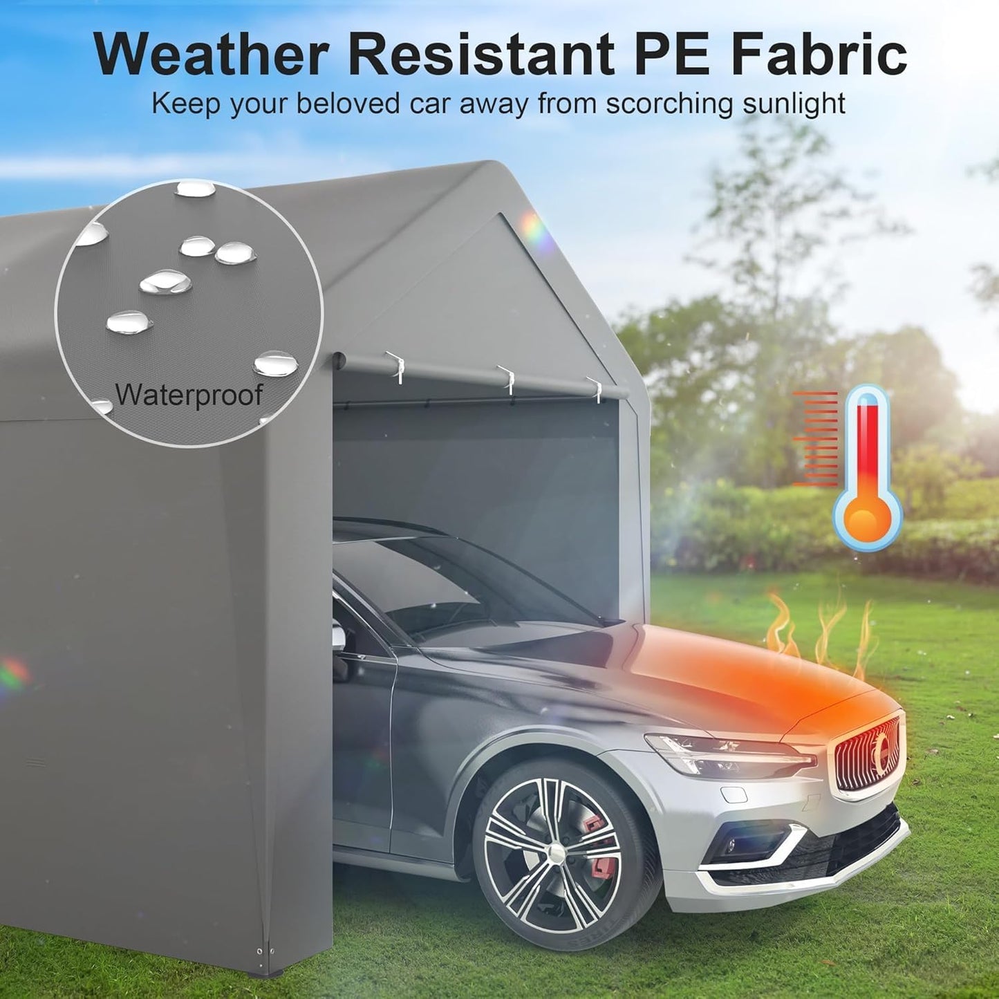 Carport 10x20 Heavy Duty Portable Garage w/Removable Sidewalls & Roll-Up Door Car Canopy Party Tents Waterproof UV Resistant All Weather Car Port for Trucks,Boats(Grey)