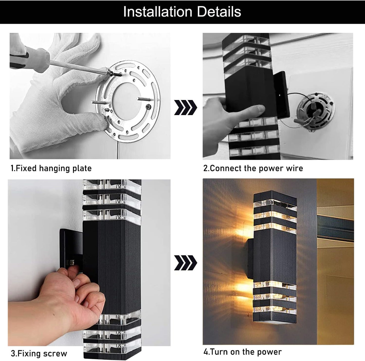 18inch LED Square Up & Down Wall Lights,24W Outdoor Wall Light 4000K Day White Aluminum Body Waterproof IP65 LED Exterior Light Fixtures Wall Mount for House Patio Garage Garden. (16 Pack)