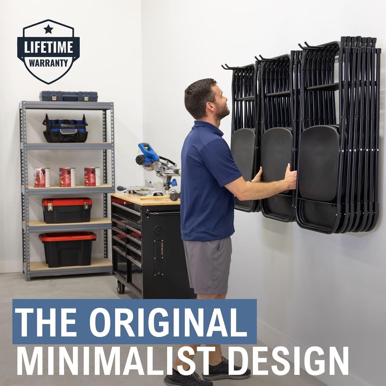 StoreYourBoard Chair Storage Rack Triple – Heavy Duty Folding Chair Rack for Home & Garage Organization, Holds 300 lbs, Chair Hangers for Folding, Patio, Beach & Camping Chairs