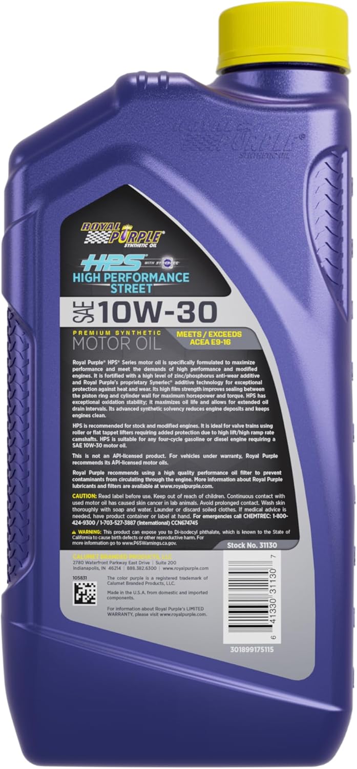 Royal Purple ROY31130 31130 - HPS Street Motor Oil 10W-30, 1 Quart