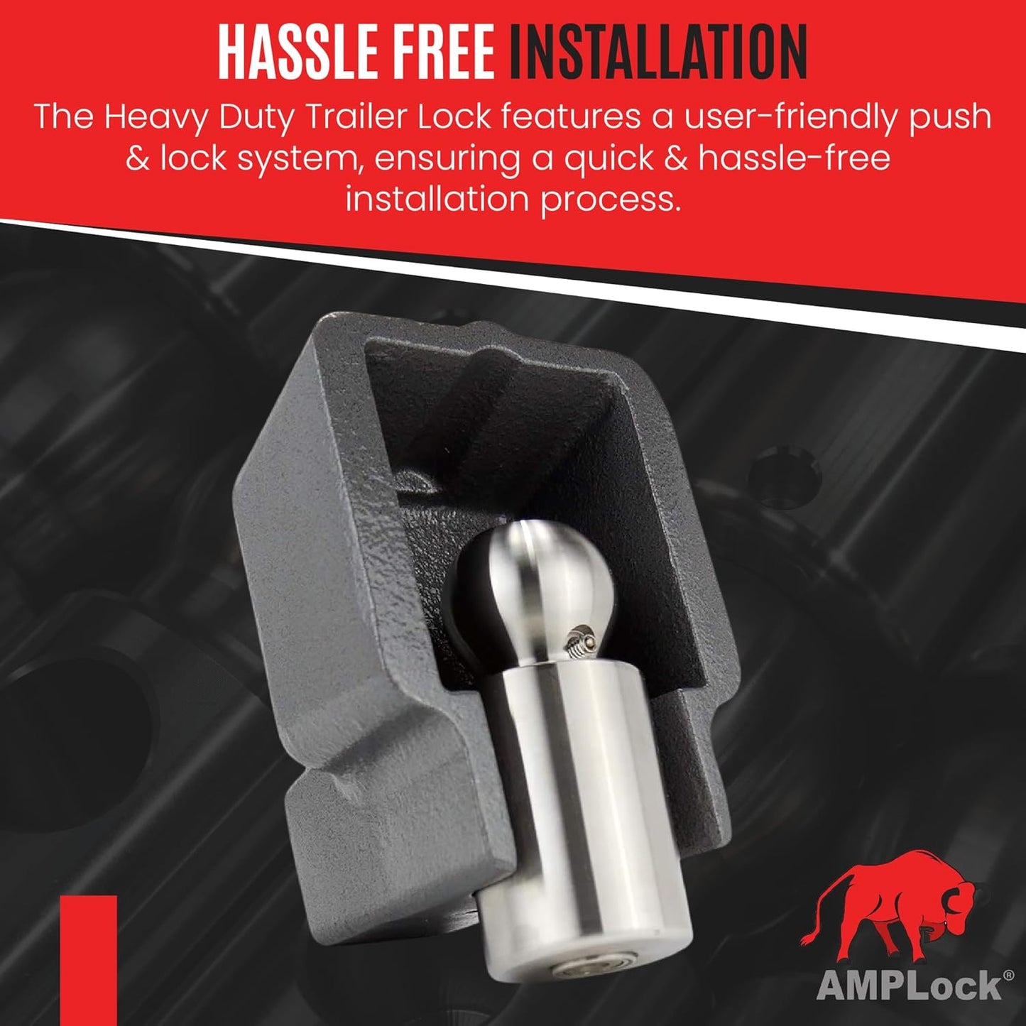 AMPLock - U-BRU2516 2 5/16" Heavy Duty Ball Coupler Lock - Square Edge Design - Patented Boat Travel Trailer Hitch Locks, 2-Parts Anti Theft Trailer Hitch Lock, RV Accessories, Push & Locking System