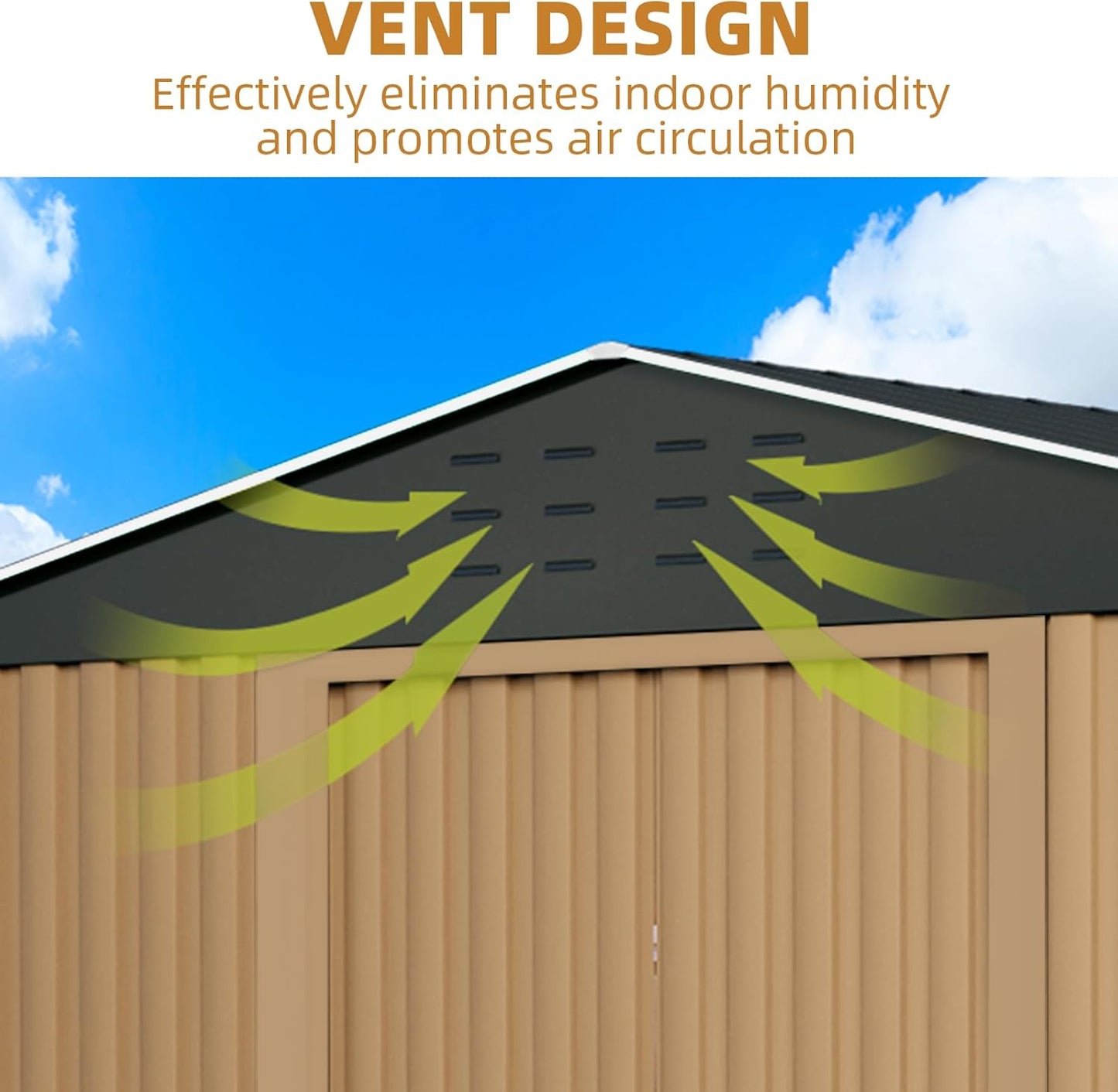 Outdoor Storage Shed,8x12 FT Metal Garden Shed with Lockable Doors & Slooping Roof,Updated Reinforced Door,Tool/Bike Sheds for Backyard, Patio, Poolside,Garage