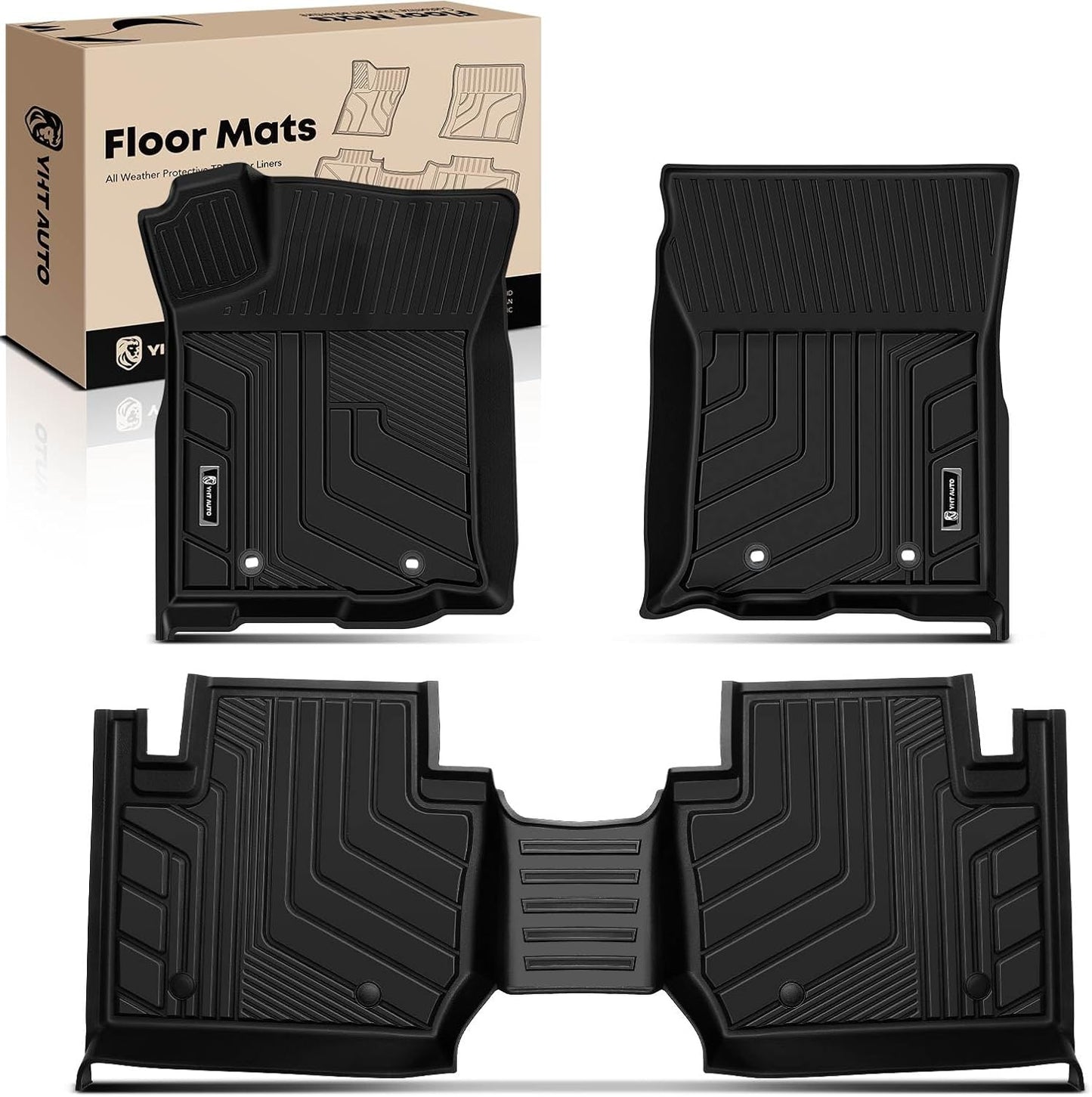 YHTAUTO Floor Mats Fit 2016-2020 Toyota Tacoma Access Cab, TPE All Weather Car Mats Waterproof Anti-Slip Odorless Floor Liner, Interior Car Accessories Front & 2nd Row Liner