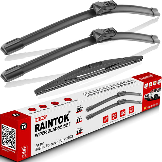 Windshield Wiper Blades Replacement for Subaru Forester 2019 2020 2021 2022 2023 2024 Original Factory Quality Front Rear Wipers Blade Set for My Car - 26" 17" 14" (Pack of 3)