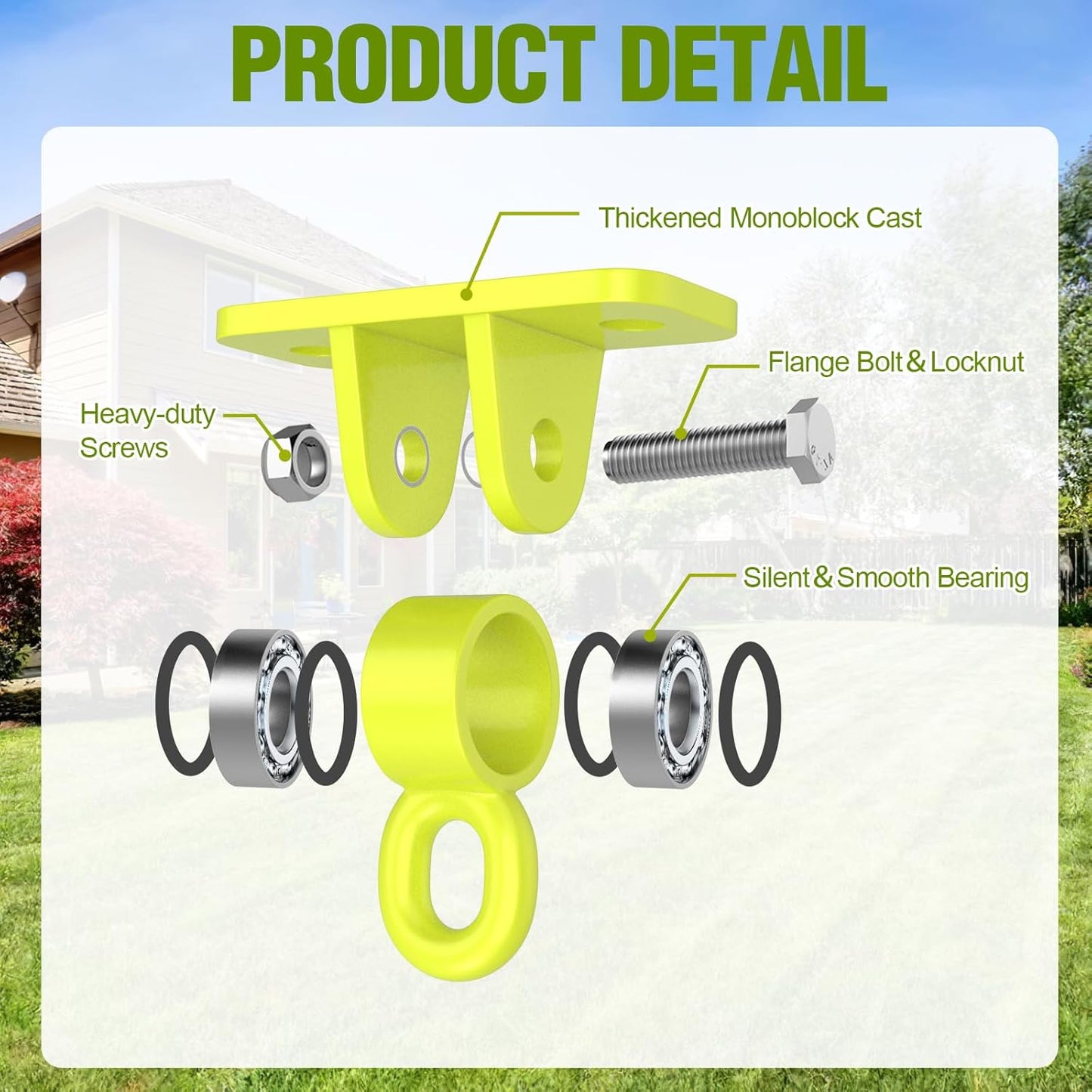 Swing Hangers, Heavy Duty Porch Swing Hanging Kit with Bearing Outdoor Playground Tree Ceiling Mount Swingset Hardware Bracket with Snap Hooks for Hammock Yoga Punching Bag Accessories 4PCS Yellow
