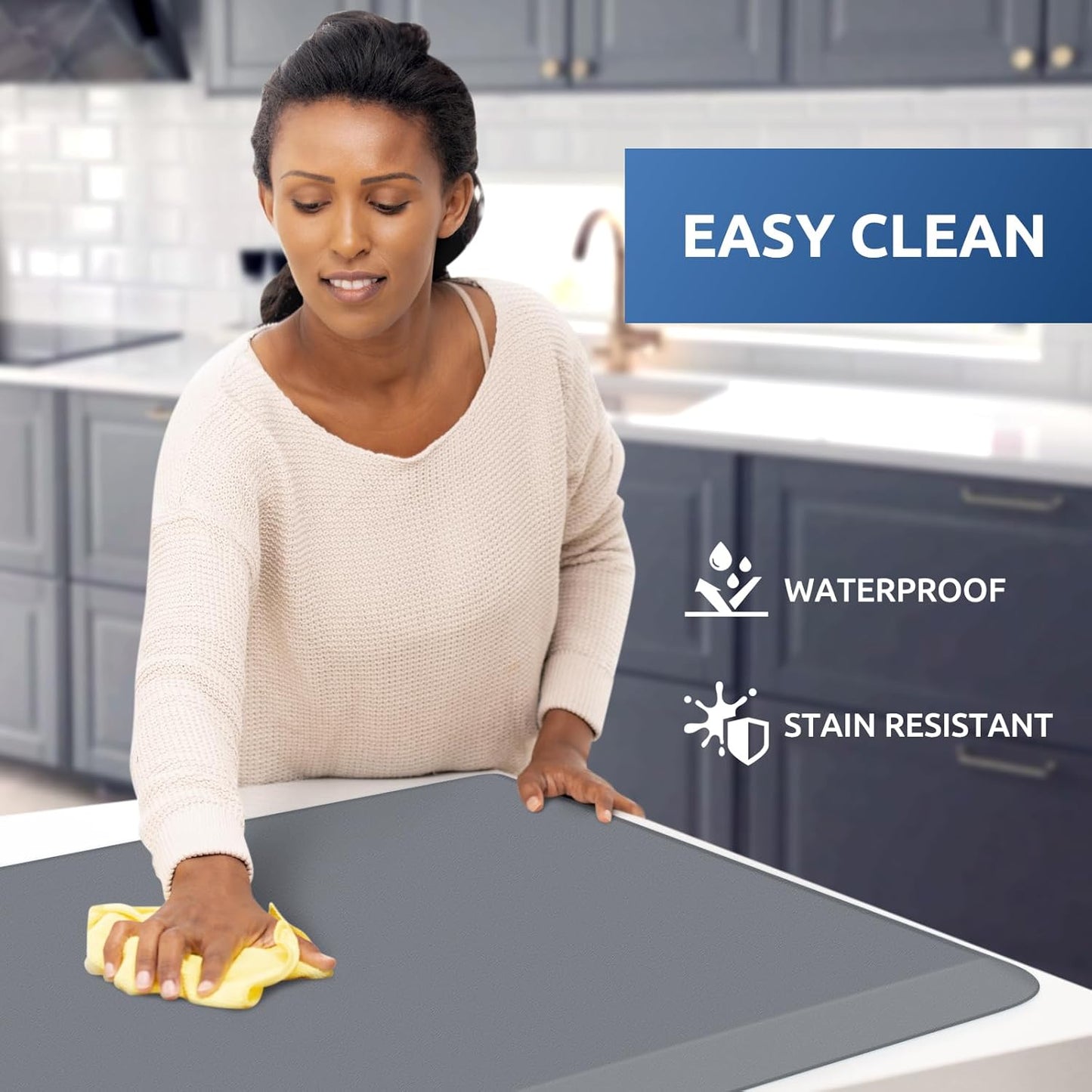 KitchenClouds Kitchen Mat Cushioned Anti Fatigue Rug 22"x36" Waterproof, Non Slip, Standing and Comfort Desk/Floor Mats for House Sink Office (Grey,0.8inch)