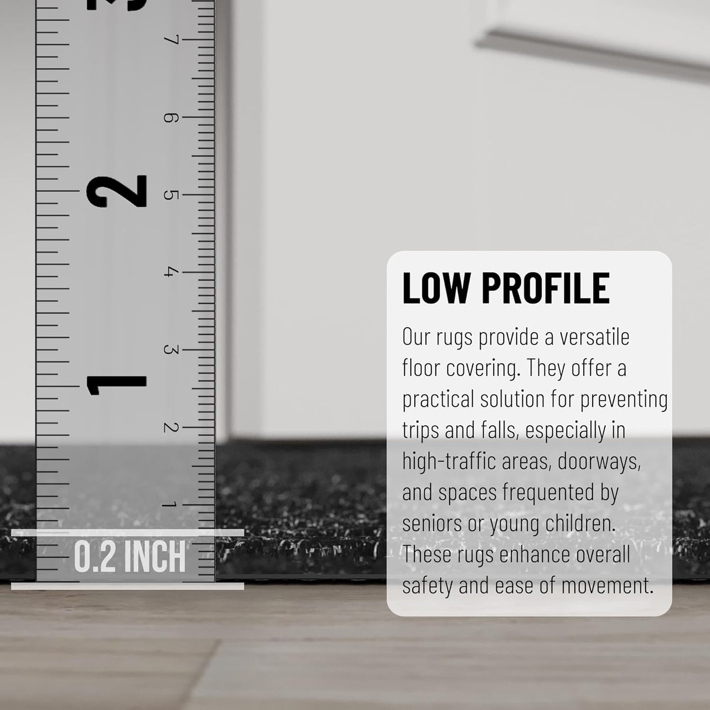 Ottomanson 2' x 30' Hallway Runner with Scraper Pile Extra Durable Non-Slip Rug Mat for Indoor & Outdoor Use - Ideal for Kitchen, Entryway, Patio & Garage - High-Traffic Carpet, Black