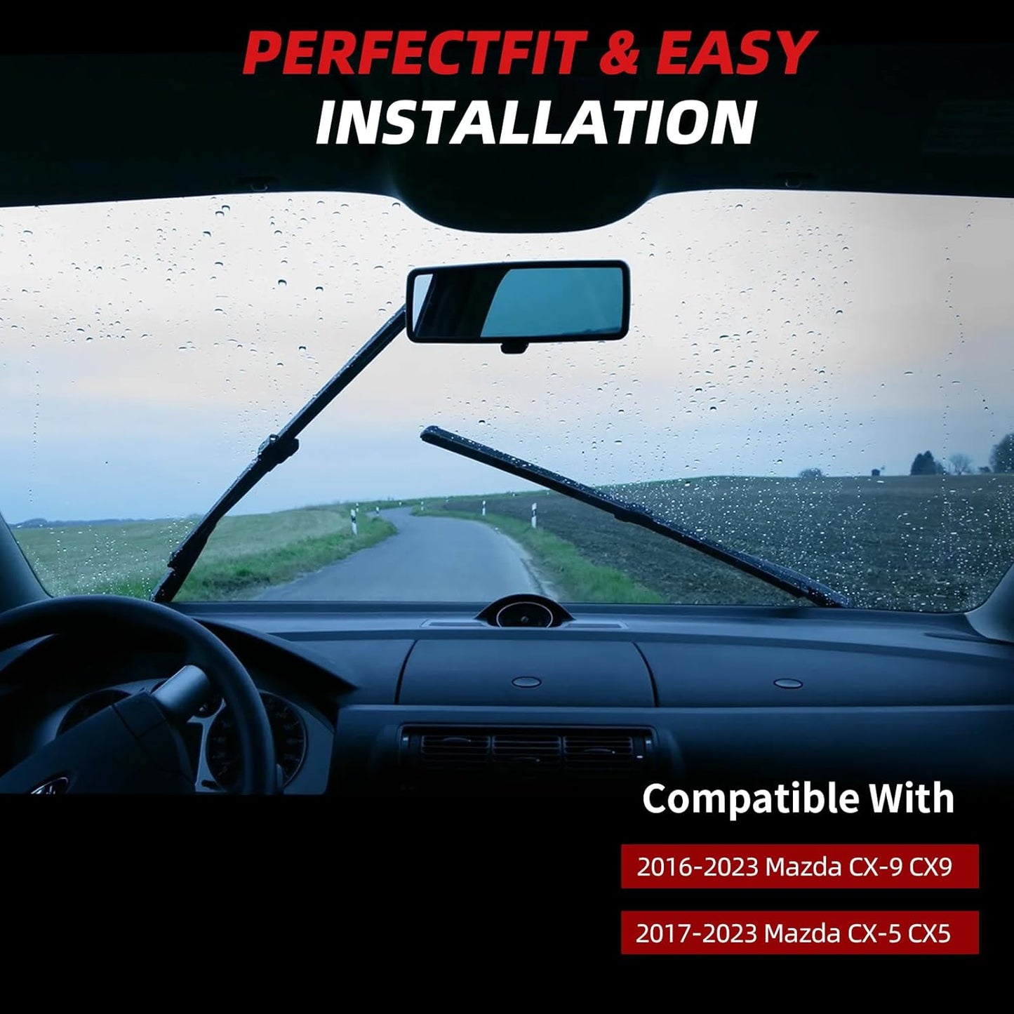 OTUAYAUTO Premium Windshield Wiper Blades - Replacement for Mazda CX-5 CX5 17-23, CX-9 CX9 16-23, All-Weather Performance, Front and Rear Wiper Blades, Top Lock - 24"+18"+14" (Pack of 3)