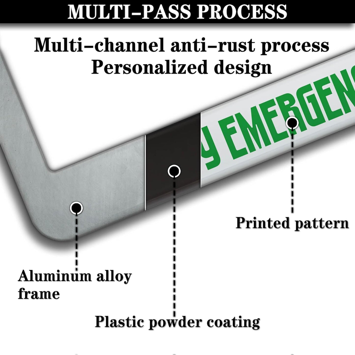 License Plate Frames Black Green Automotive Exterior Accessories Cert Community Emergency Response Team Aluminum Metal Car Accessory 2 Pack with Screw Covers Set