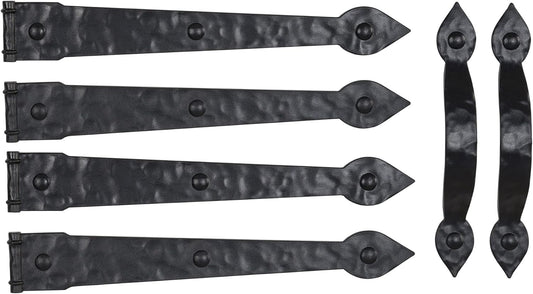 Household Essentials Hinge IT Premium Carriage House Handle & Hinge, Black Garage Door Magnet, 4 Hingle 2 Handles (Pack of 1)