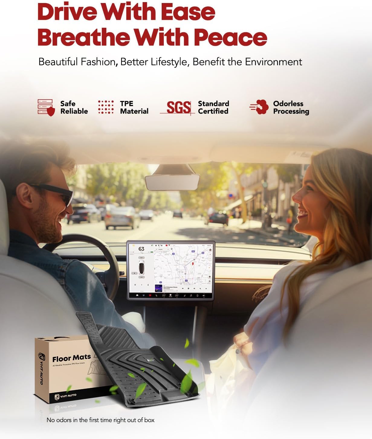 YHTAUTO Floor Mats Fit 2020-2024 Hyundai Sonata & 2021-2025 Kia K5 FWD, TPE All Weather Car Mats Waterproof Anti-Slip Odorless Floor Liner, Interior Car Accessories Front & 2nd Row Liner