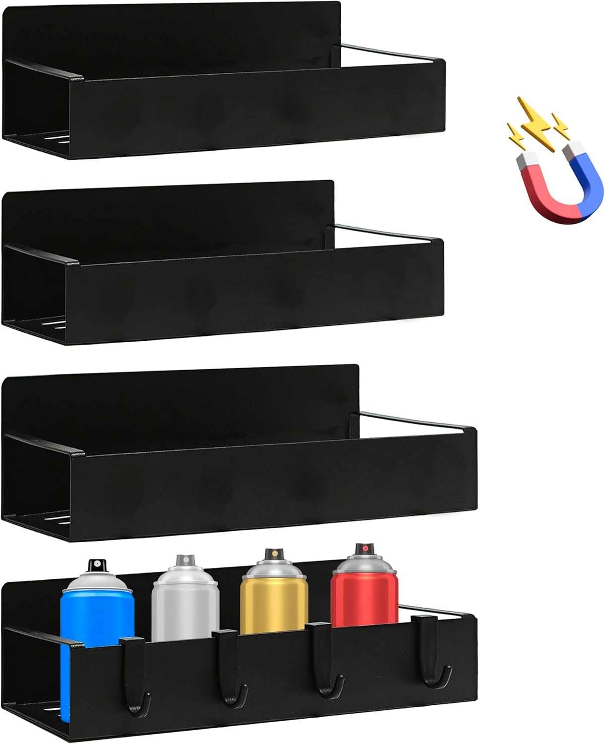 4 Pcs Magnetic Aerosol Spray Can Holder, Steel Magnet Spray Toolbox Bottle Holder Rack Mechanic Paint Can Organizer Tool Box Storage Rack for Garage Home Workspace