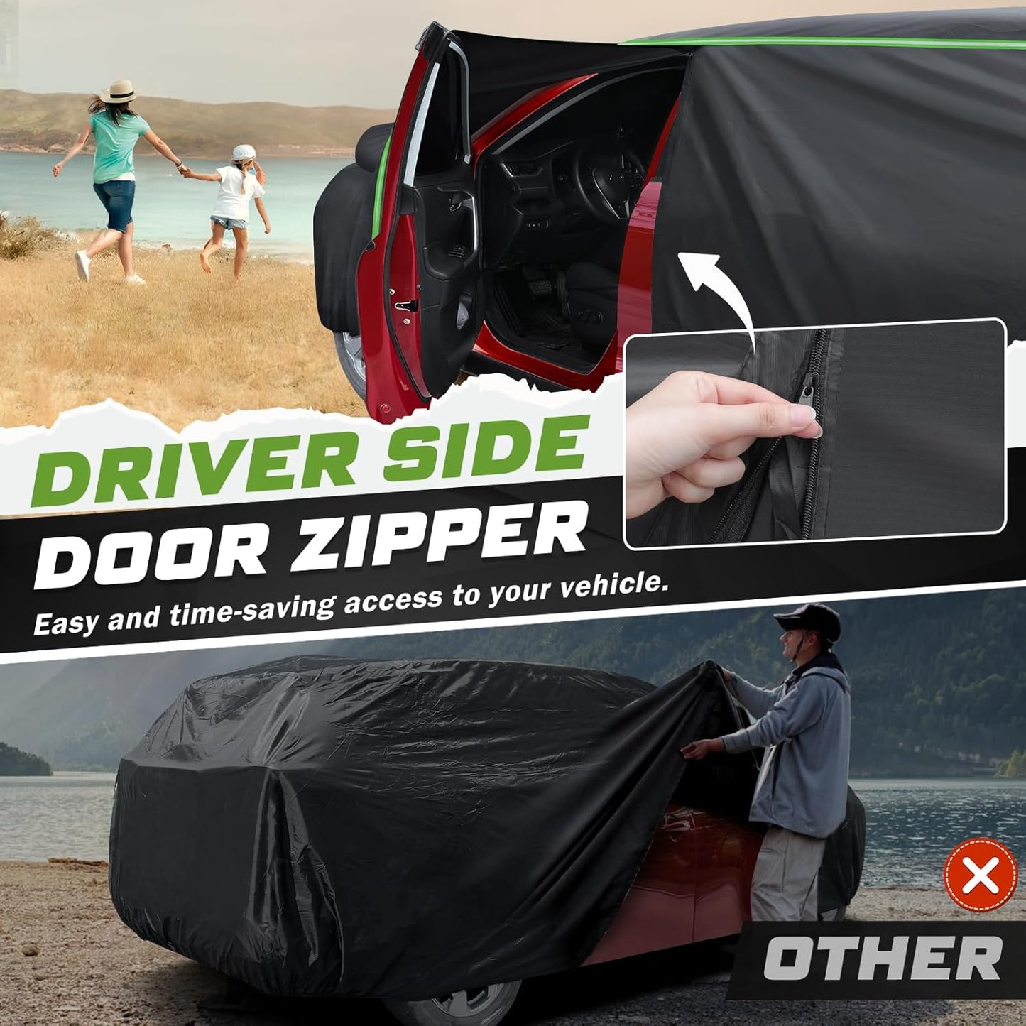 Mixsuper Liner Car Cover for Lexus RX 1999-2026 (RX330 RX350 RX400H RX450H RX500H), 7 Layers Waterproof Car Cover Accessories for RX with Zipper Door, Windproof Straps, Reflective Strips, All Weather