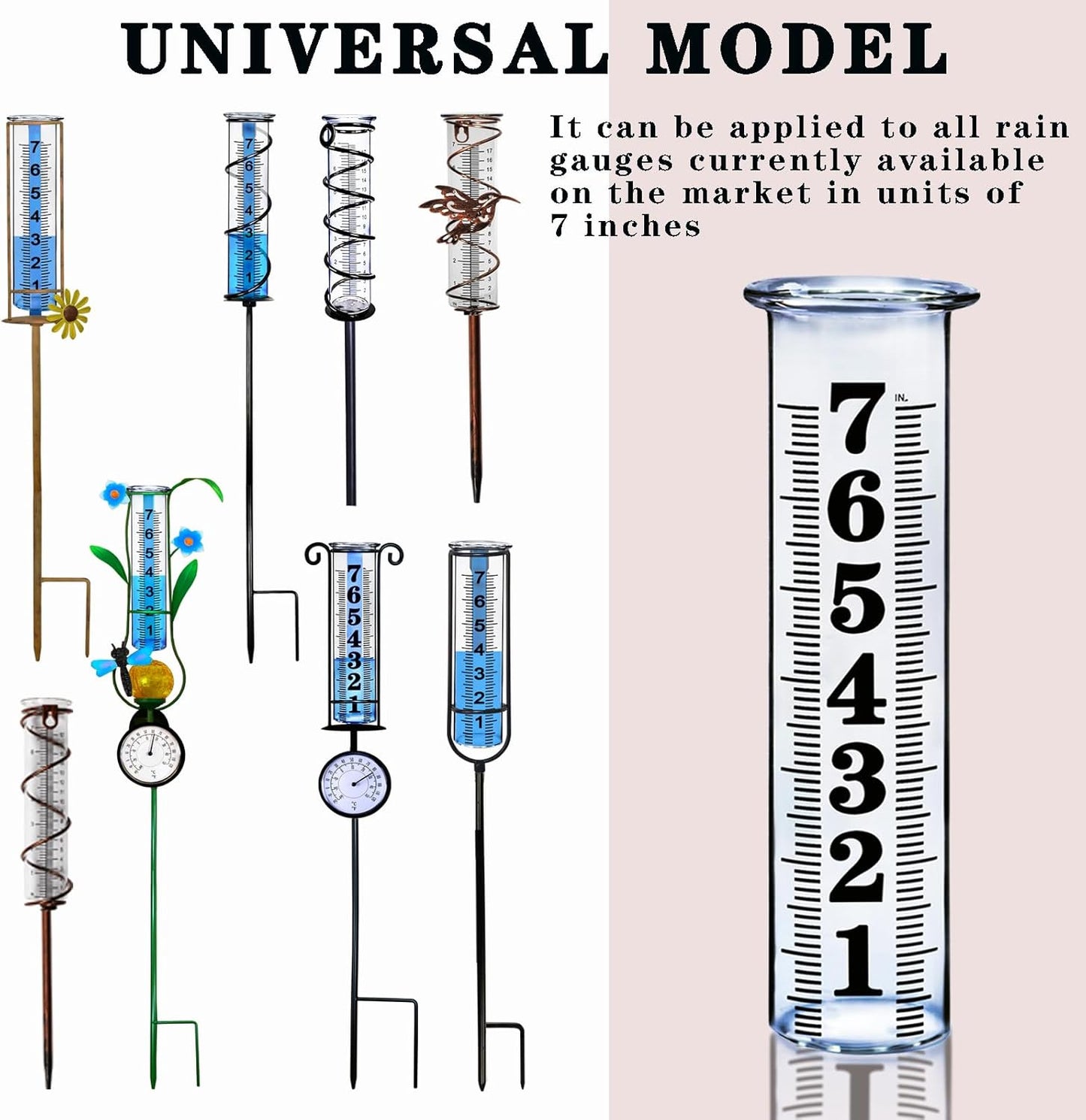 JMBay 7 Inch Plastic Rain Gauge Replacement Tube, Upgrade Freeze Proof Outdoor Plastic Rain Gauges Replacement Tube for Garden Yard Home, Crack Resistance Tube Best pcs Tubes with 1 Clean Brush