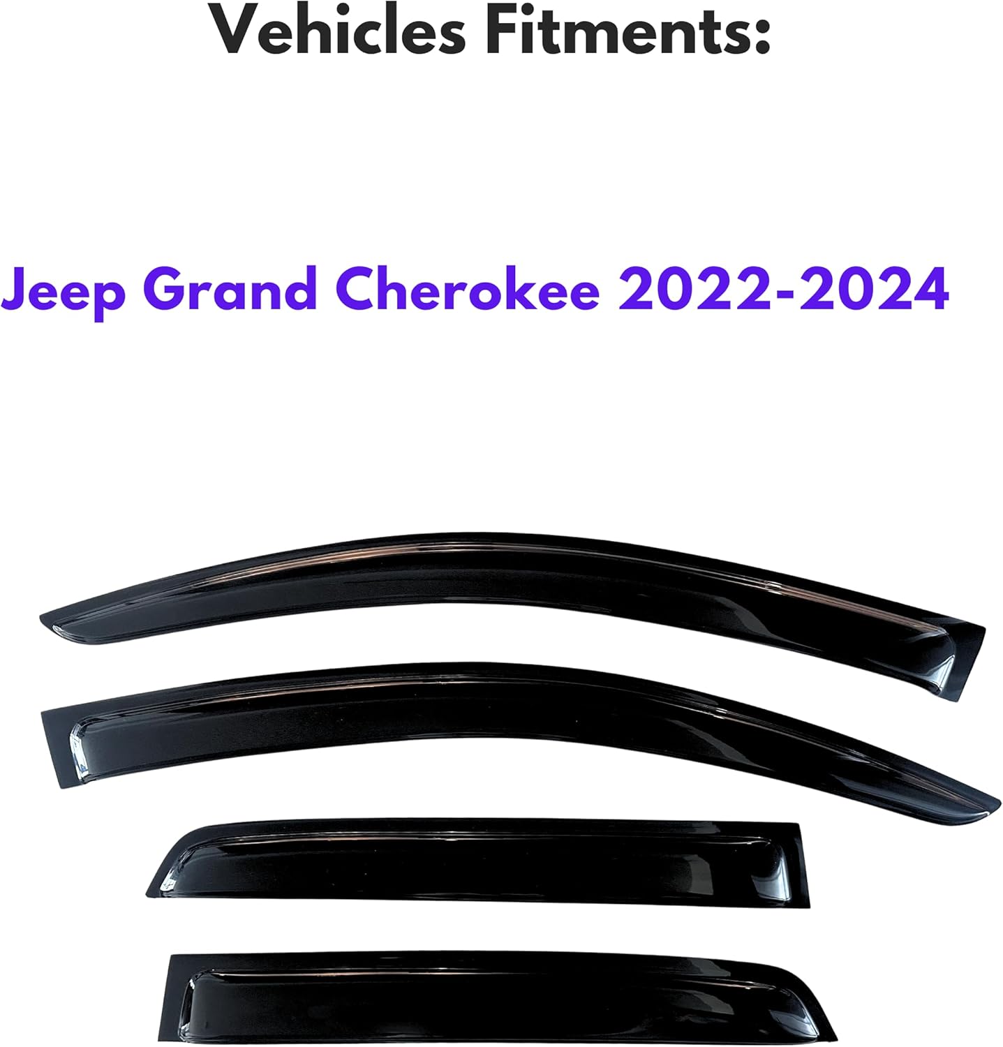 KPY Window Visor Compatible with Jeep Grand Cherokee 2022-2024, Rain Guard Window Vent Deflectors Tape-On Style, 2022 2023 2024 (Not for L Model)