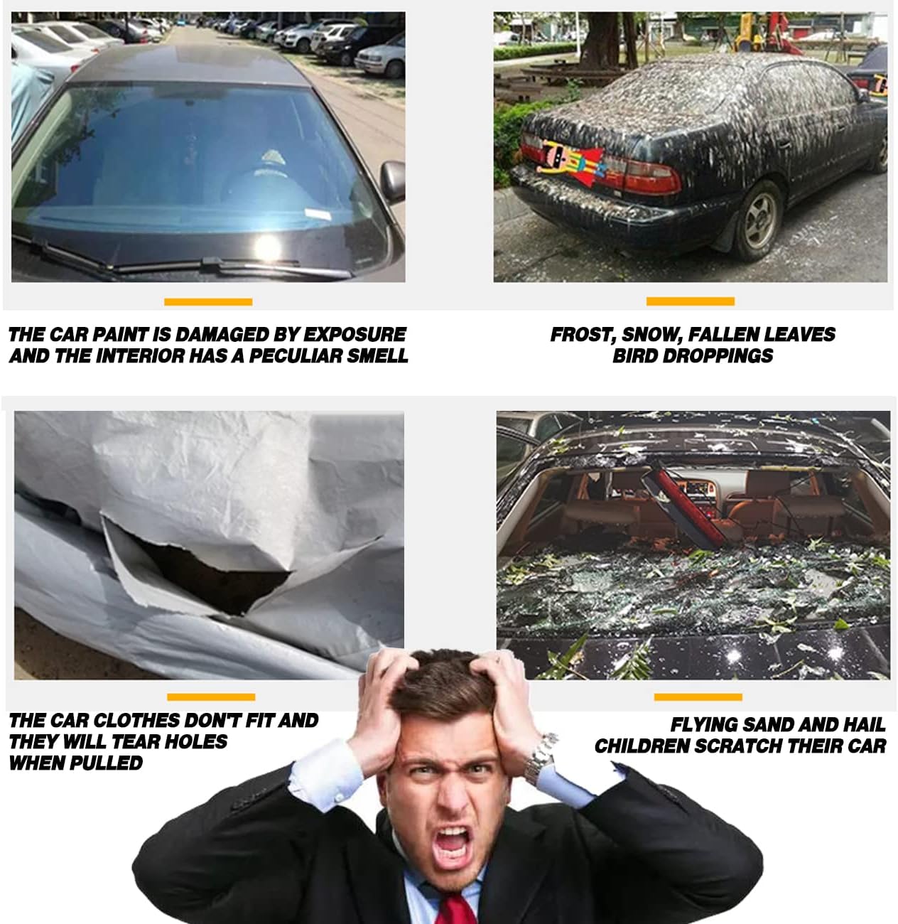 TUCAREST 6-Layers PEVA Premium Full Car Cover Fit for SUVs MPV Pickup Sedan hatchback Rain and snow protection, sun protection, UV protection, and protection of car paint surfaces-Silver Grey -Up 178"